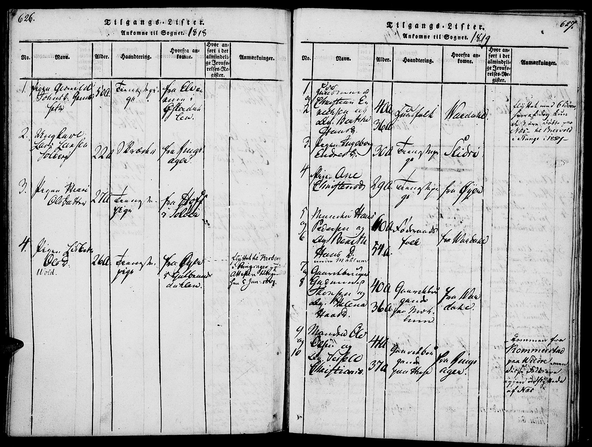 Nes prestekontor, Hedmark, SAH/PREST-020/K/Ka/L0002: Parish register (official) no. 2, 1813-1827, p. 626-627