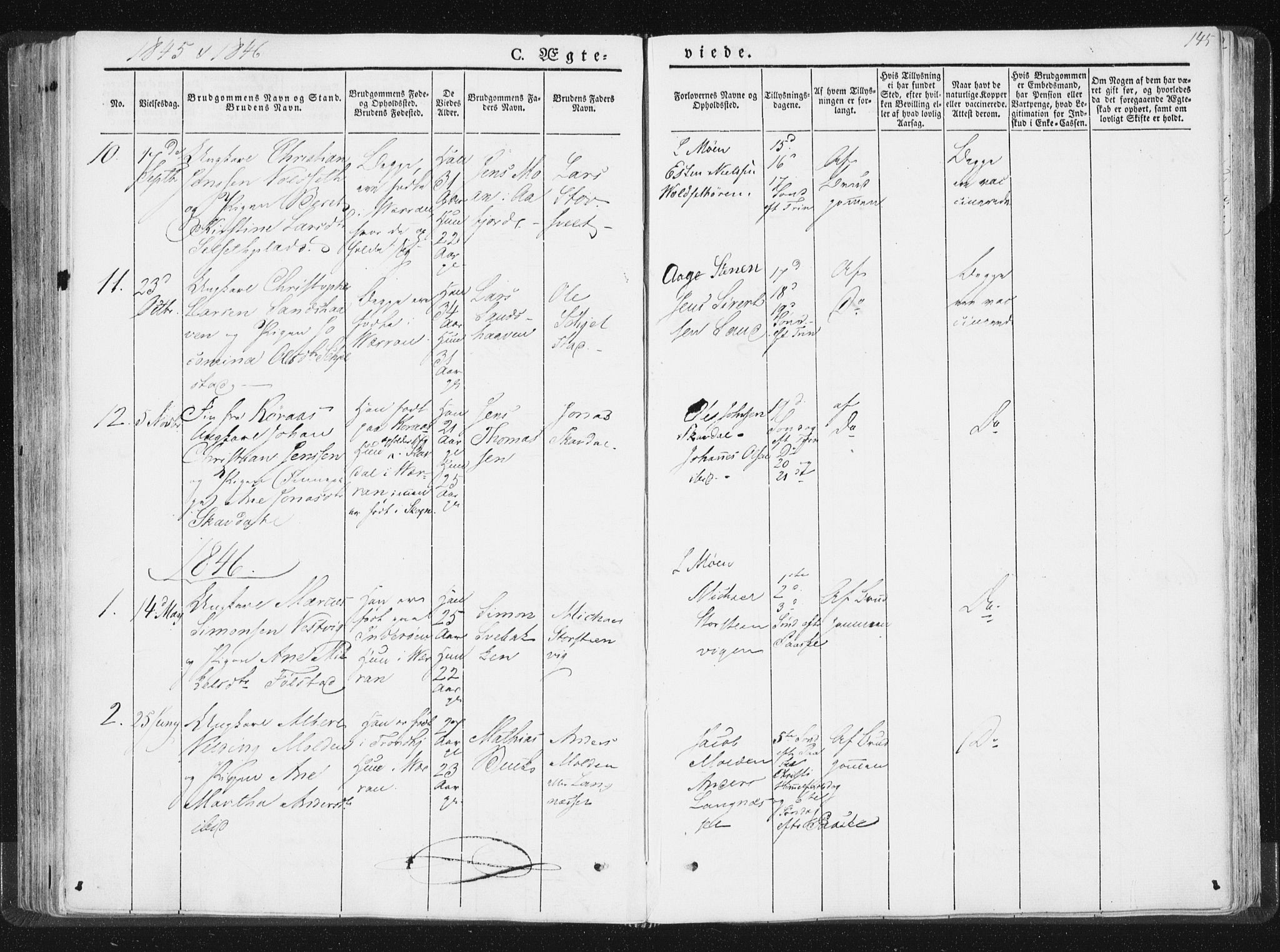 Ministerialprotokoller, klokkerbøker og fødselsregistre - Nord-Trøndelag, SAT/A-1458/744/L0418: Parish register (official) no. 744A02, 1843-1866, p. 145