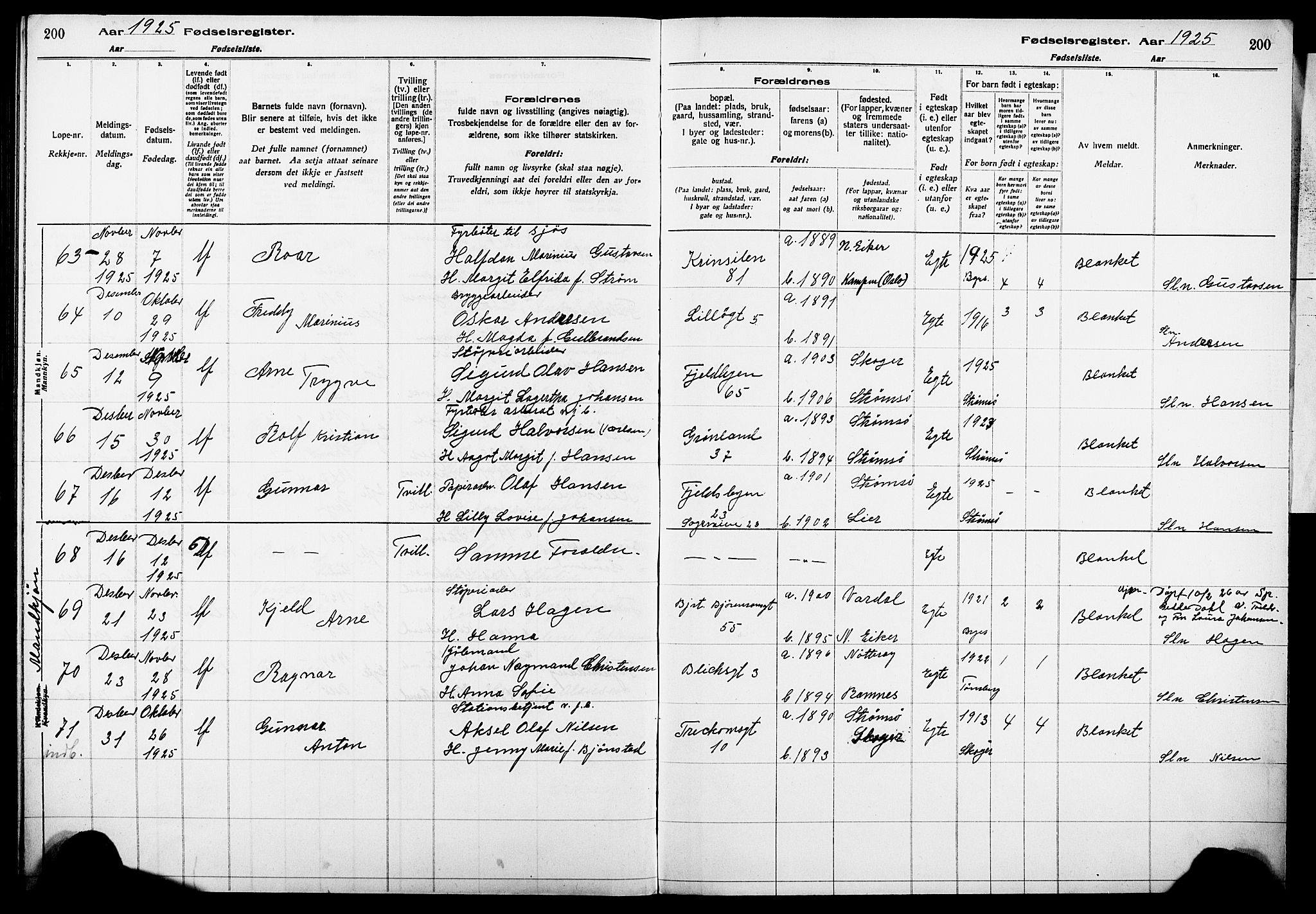 Strømsø kirkebøker, AV/SAKO-A-246/J/Ja/L0001: Birth register no. I 1, 1916-1925, p. 200