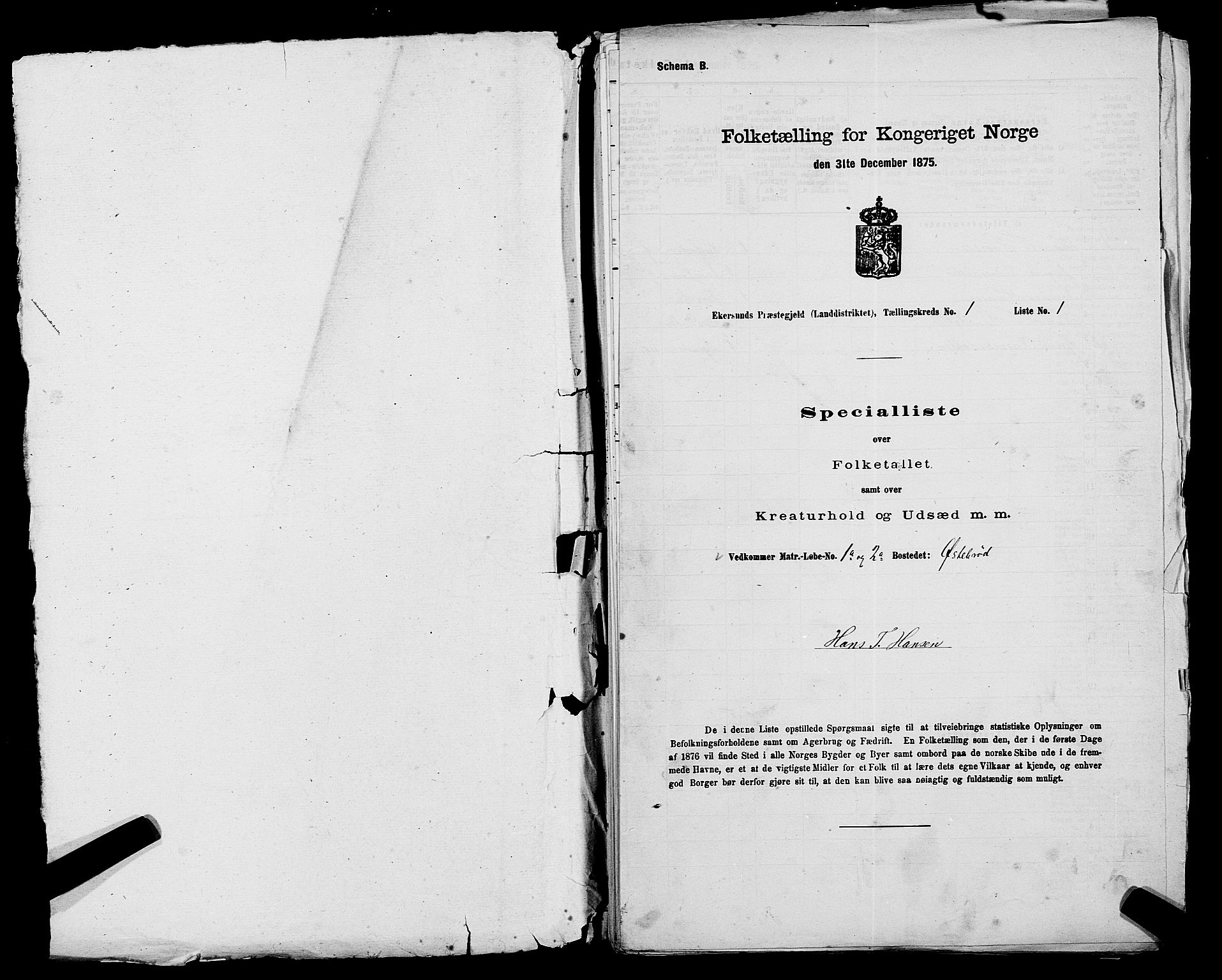 SAST, 1875 census for 1116L Eigersund/Eigersund og Ogna, 1875, p. 70