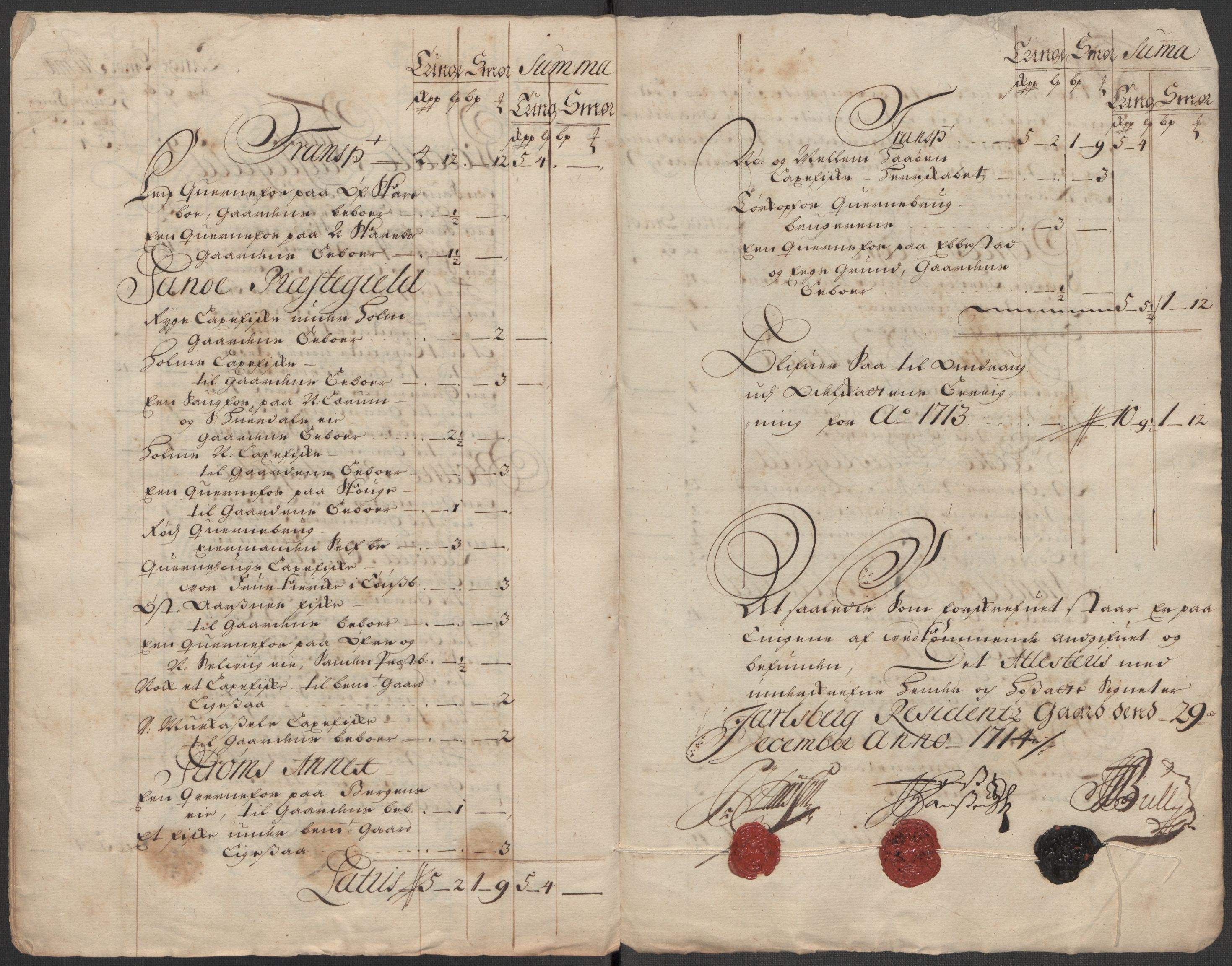 Rentekammeret inntil 1814, Reviderte regnskaper, Fogderegnskap, RA/EA-4092/R32/L1879: Fogderegnskap Jarlsberg grevskap, 1714-1715, p. 231
