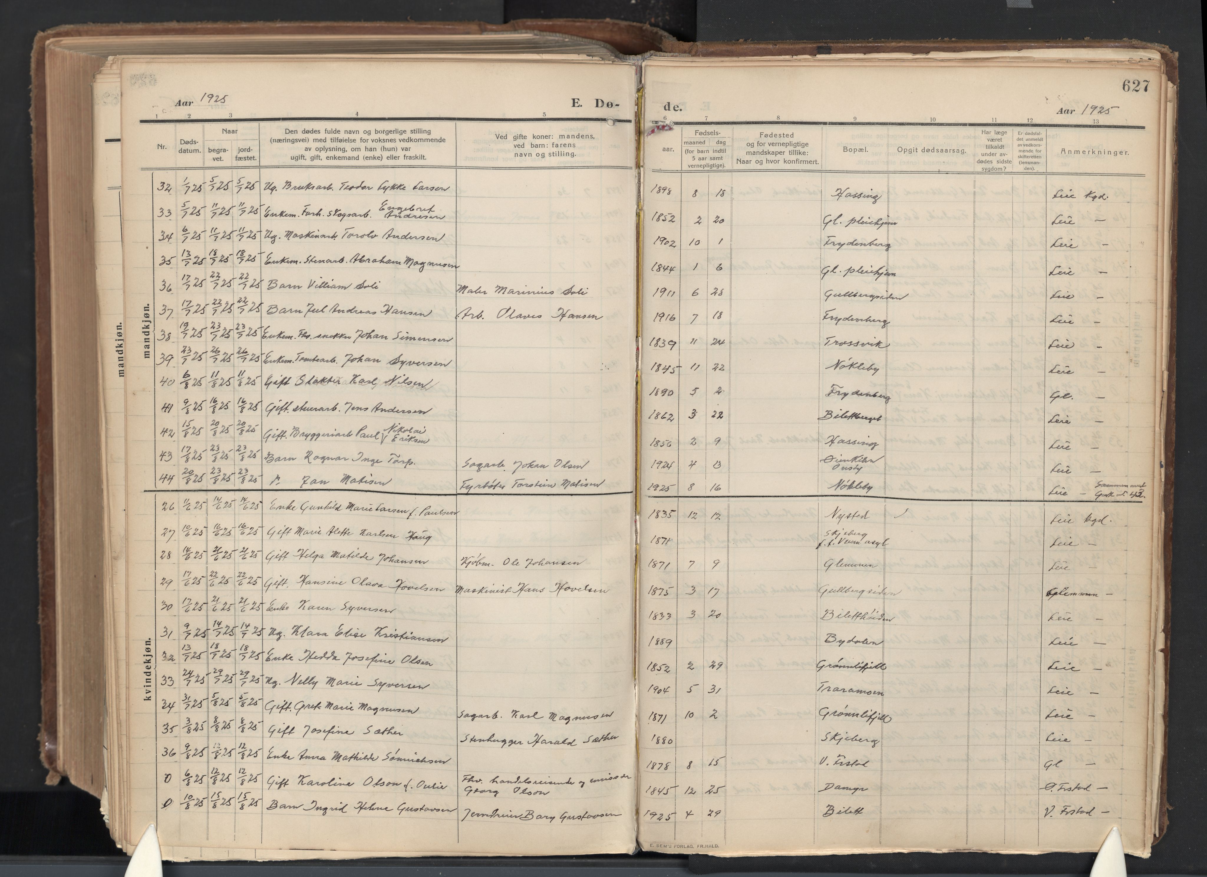 Glemmen prestekontor Kirkebøker, AV/SAO-A-10908/G/Ga/L0007: Parish register (copy) no. 7, 1909-1930, p. 627