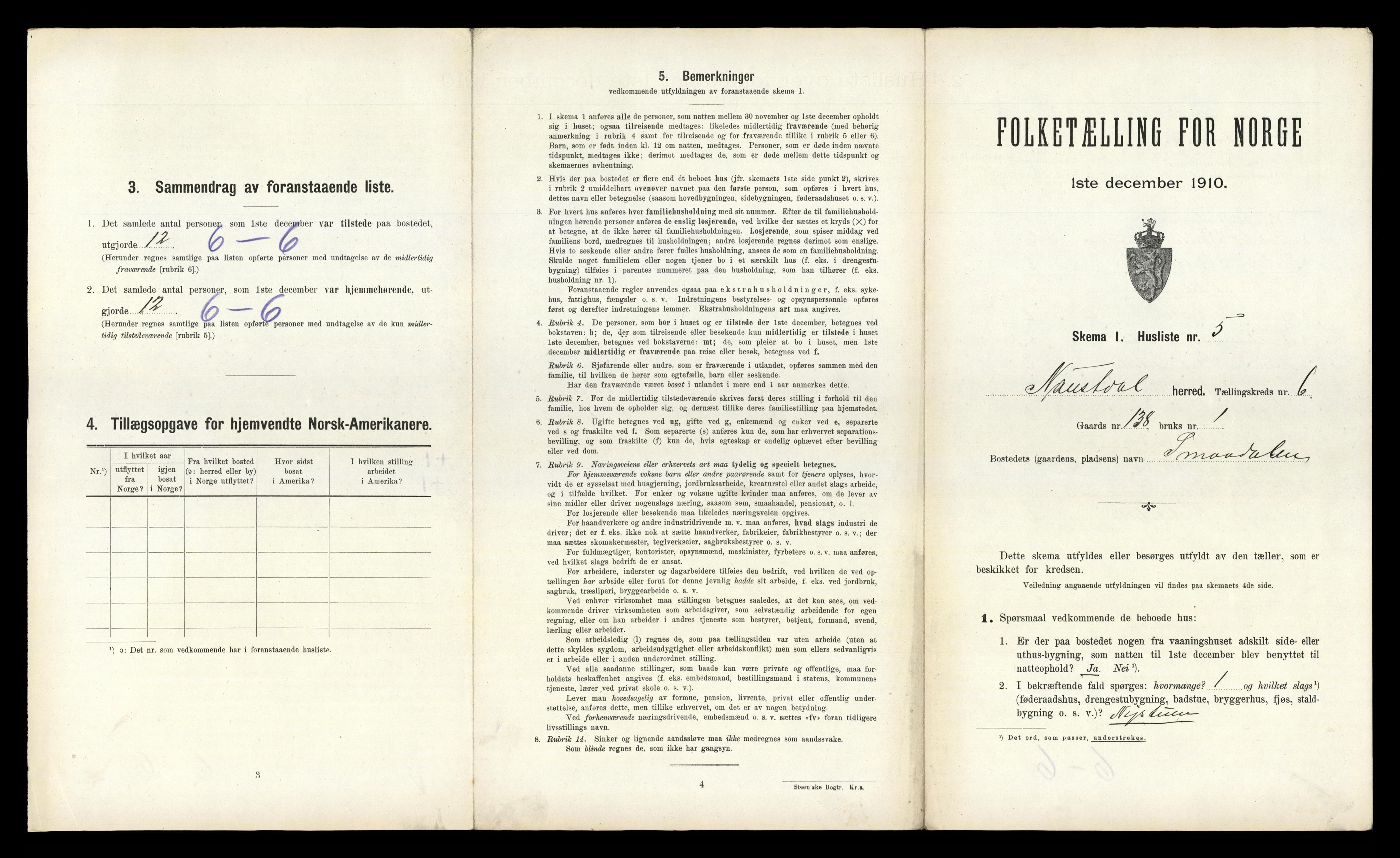 RA, 1910 census for Naustdal, 1910, p. 819