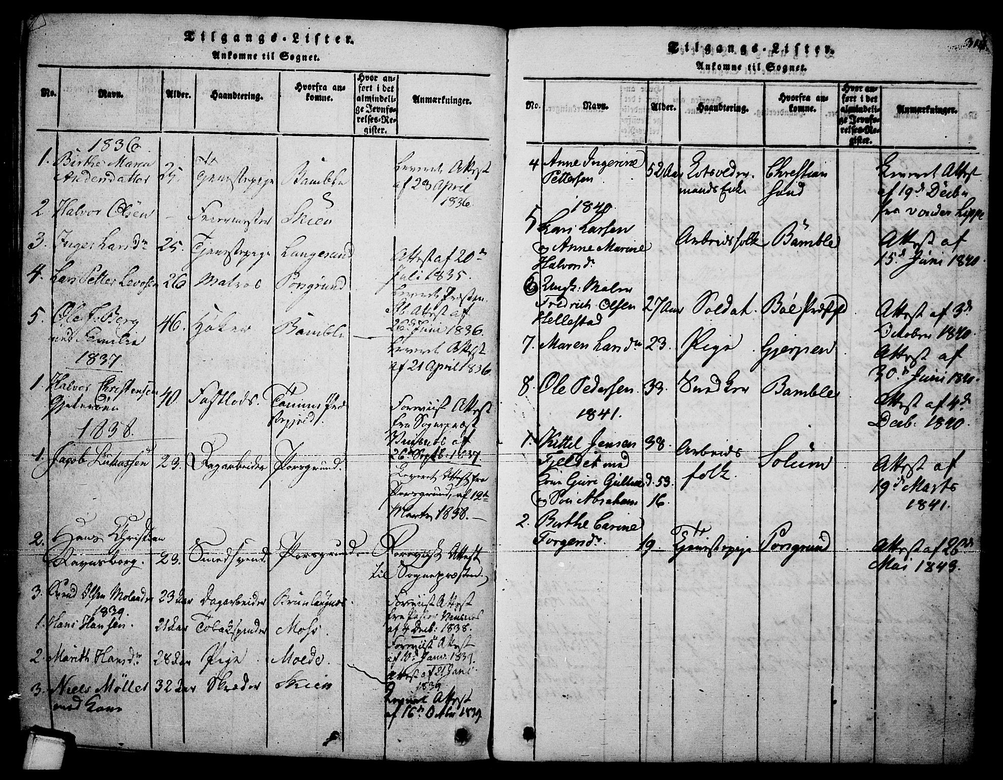 Brevik kirkebøker, AV/SAKO-A-255/F/Fa/L0004: Parish register (official) no. 4, 1814-1846, p. 314