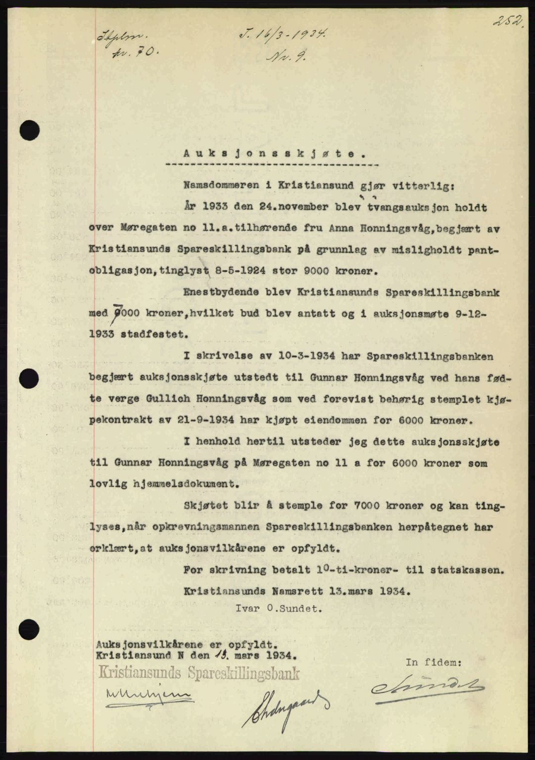 Kristiansund byfogd, AV/SAT-A-4587/A/27: Mortgage book no. 27, 1933-1934, Deed date: 16.03.1934