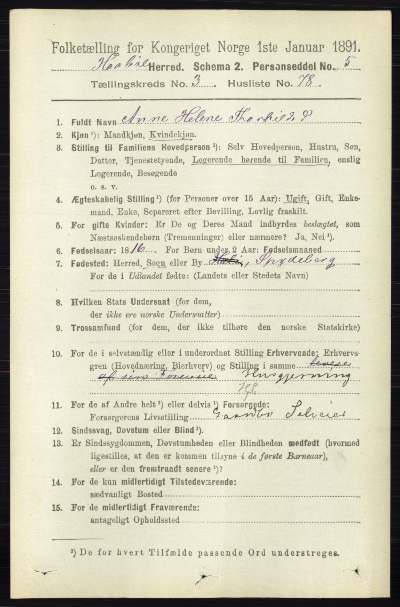 RA, 1891 census for 0138 Hobøl, 1891, p. 2101