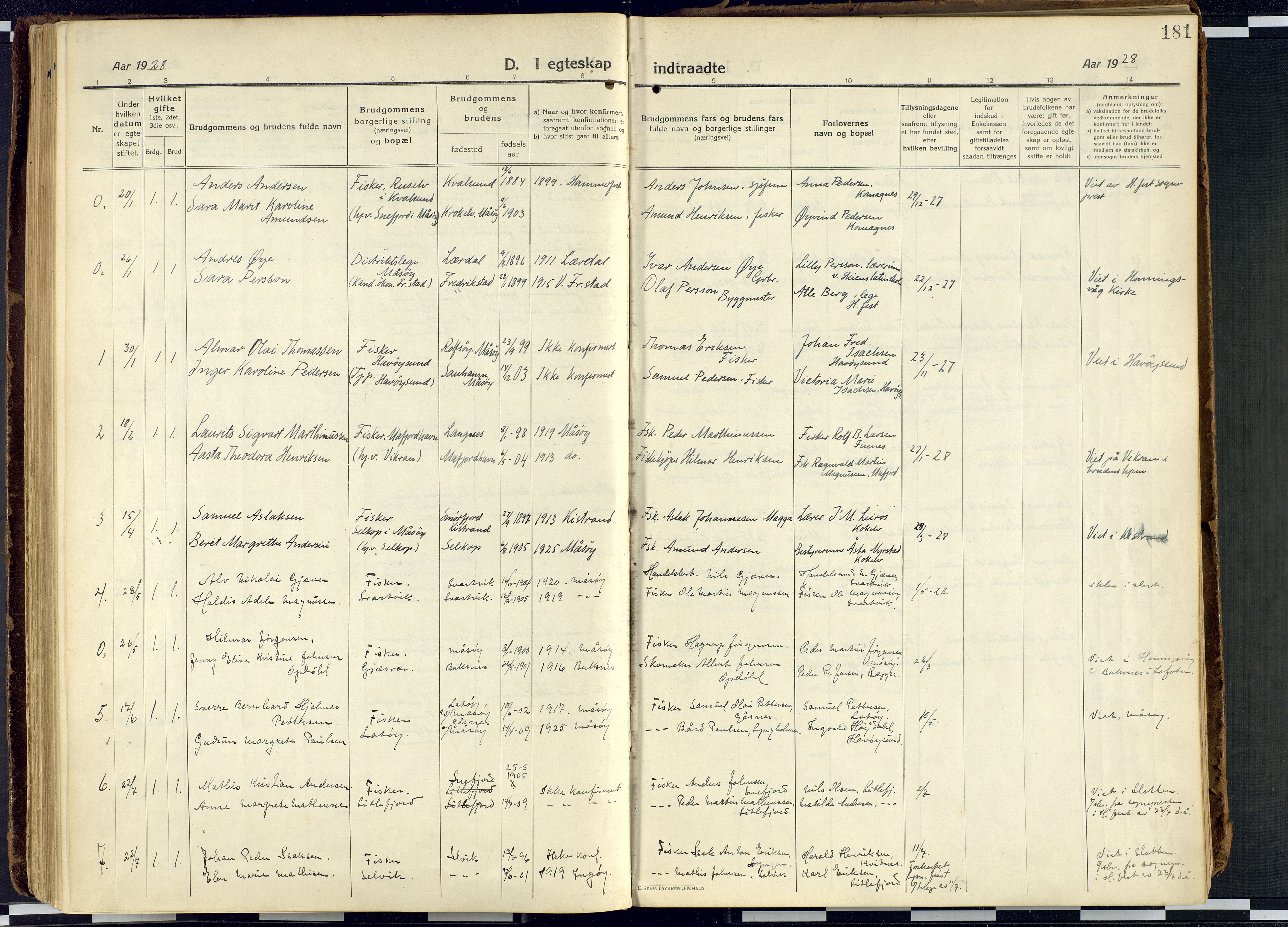 Måsøy sokneprestkontor, AV/SATØ-S-1348/H/Ha/L0010kirke: Parish register (official) no. 10, 1915-1933, p. 181