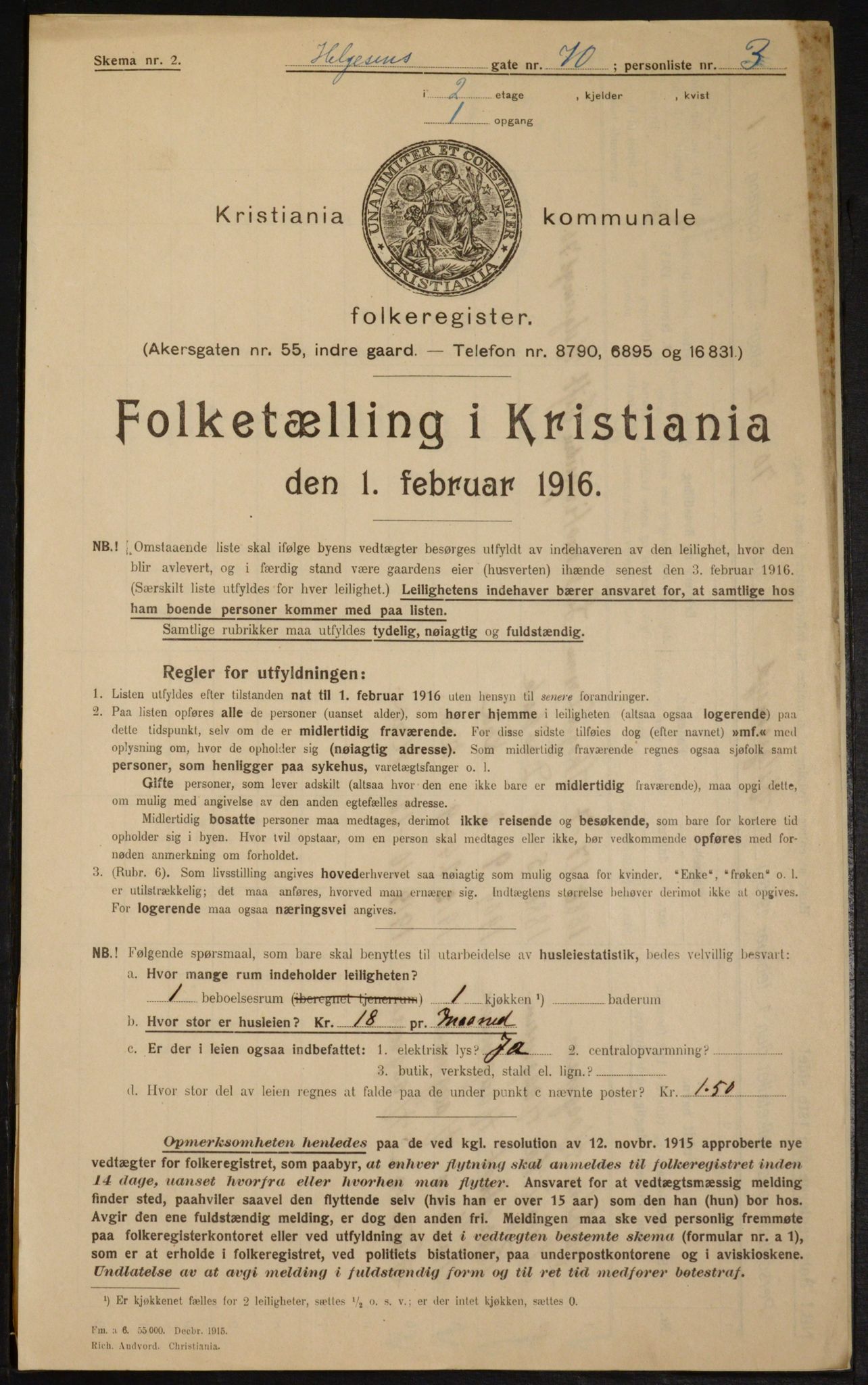 OBA, Municipal Census 1916 for Kristiania, 1916, p. 39084