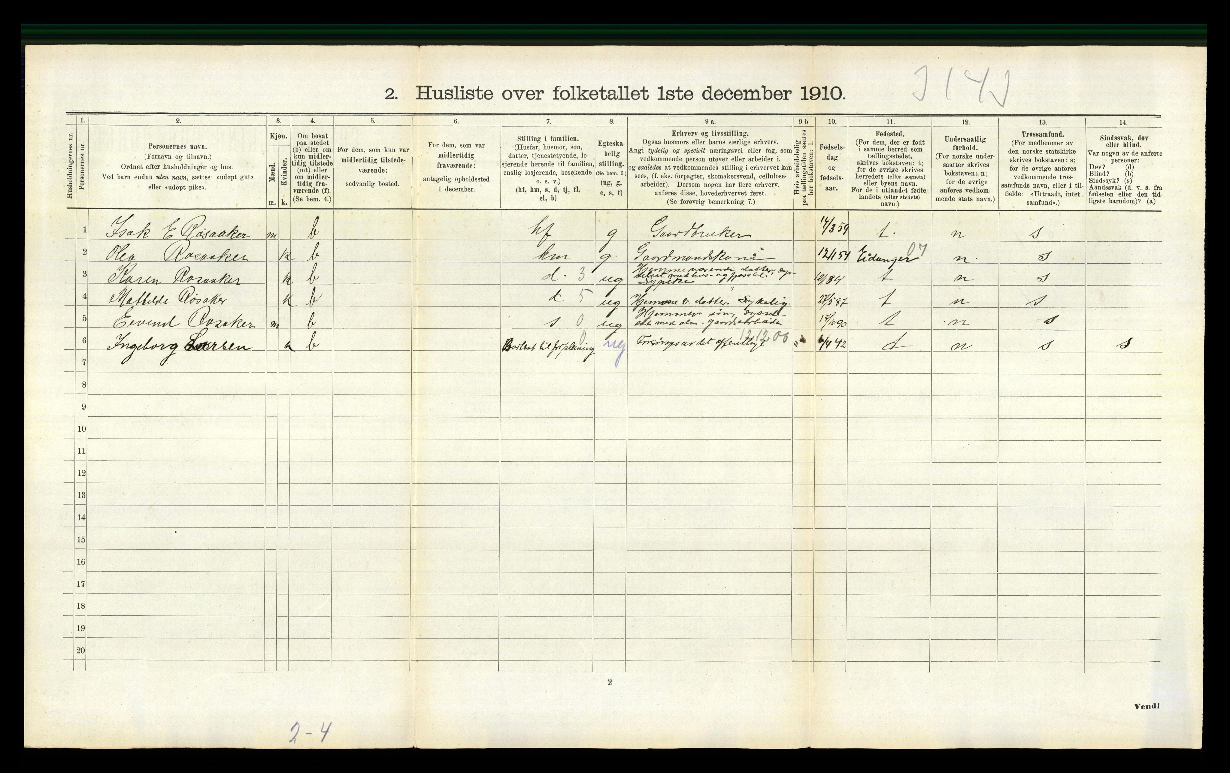 RA, 1910 census for Gjerpen, 1910, p. 2584