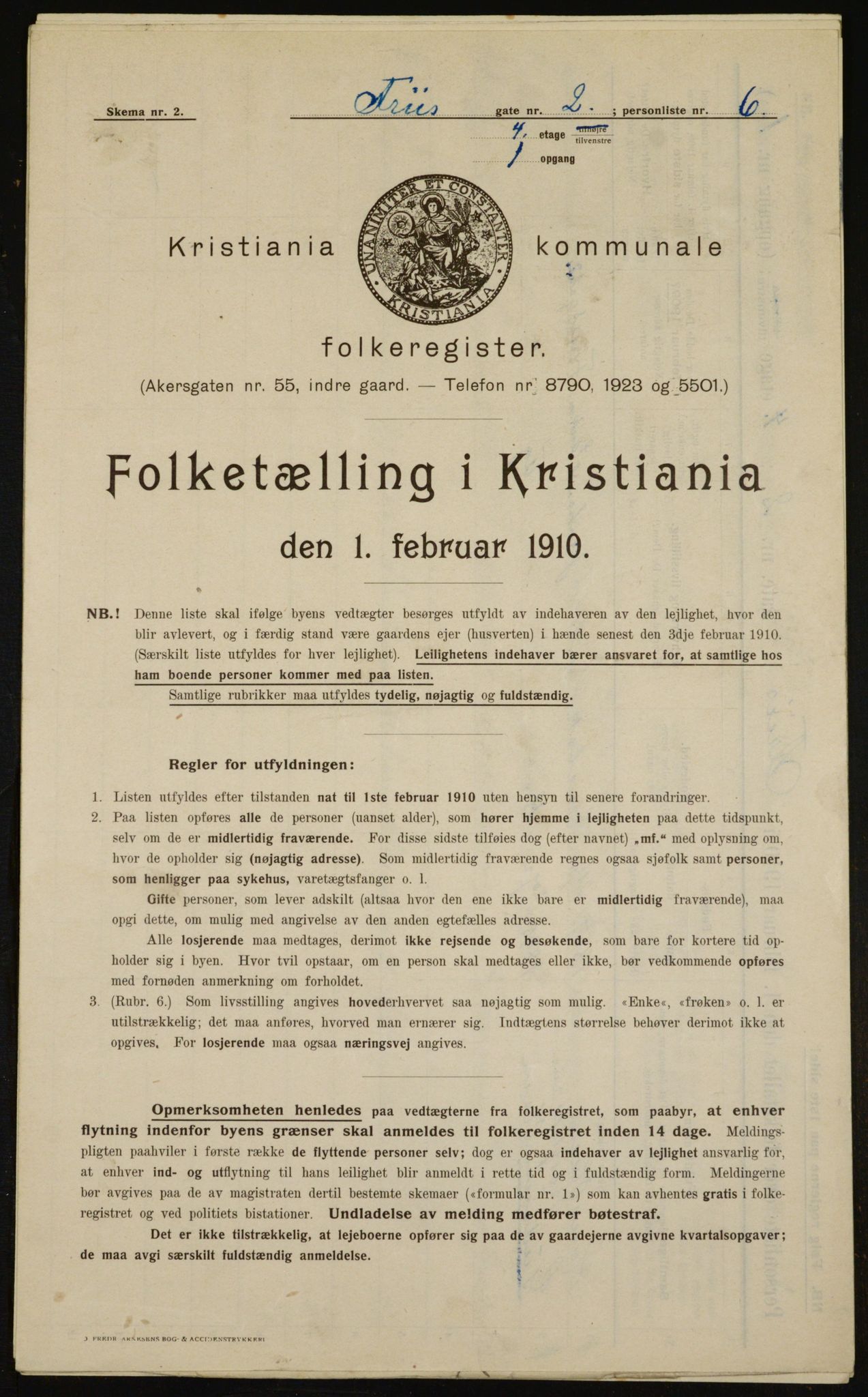 OBA, Municipal Census 1910 for Kristiania, 1910, p. 25140