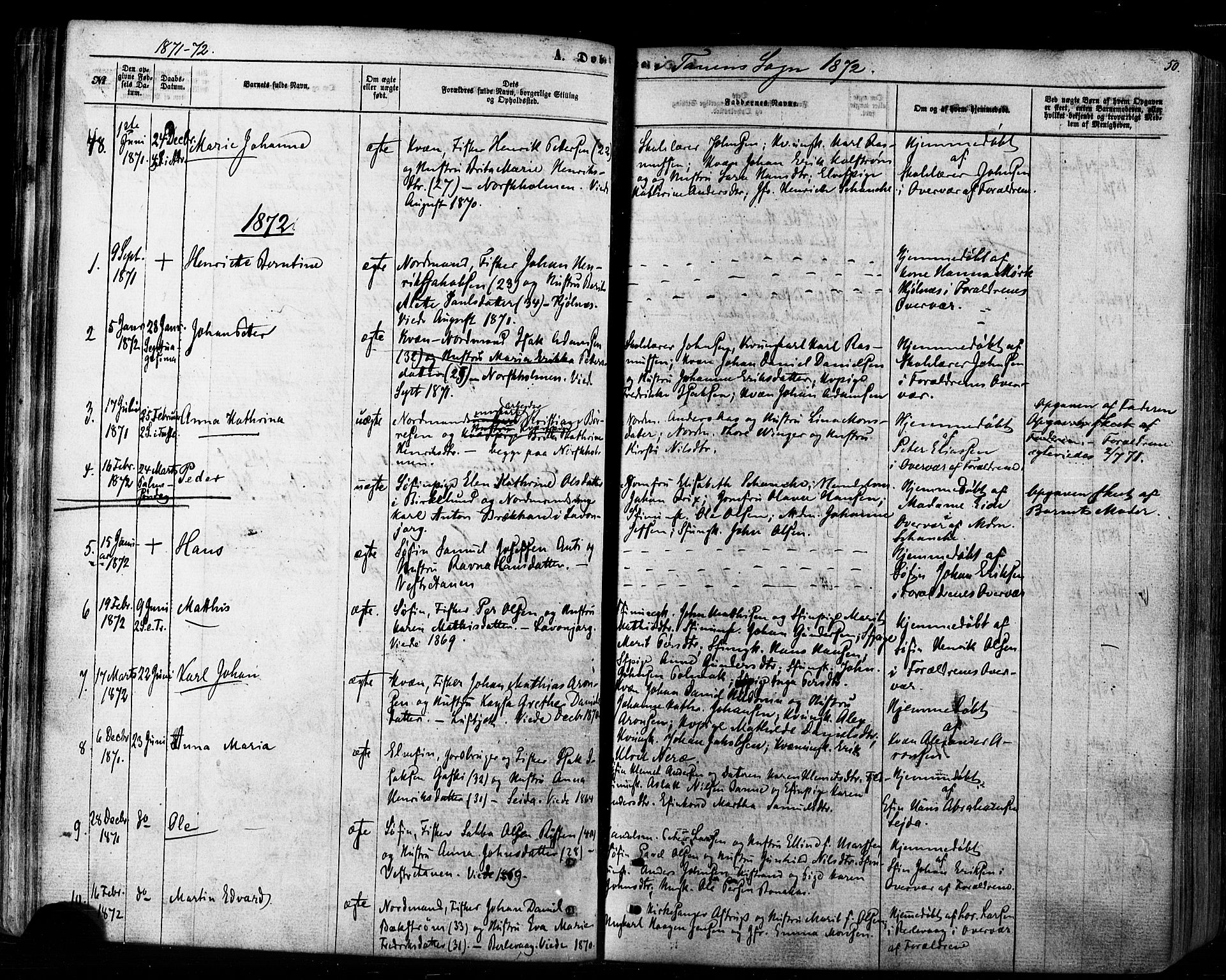 Tana sokneprestkontor, AV/SATØ-S-1334/H/Ha/L0002kirke: Parish register (official) no. 2 /1, 1861-1877, p. 50