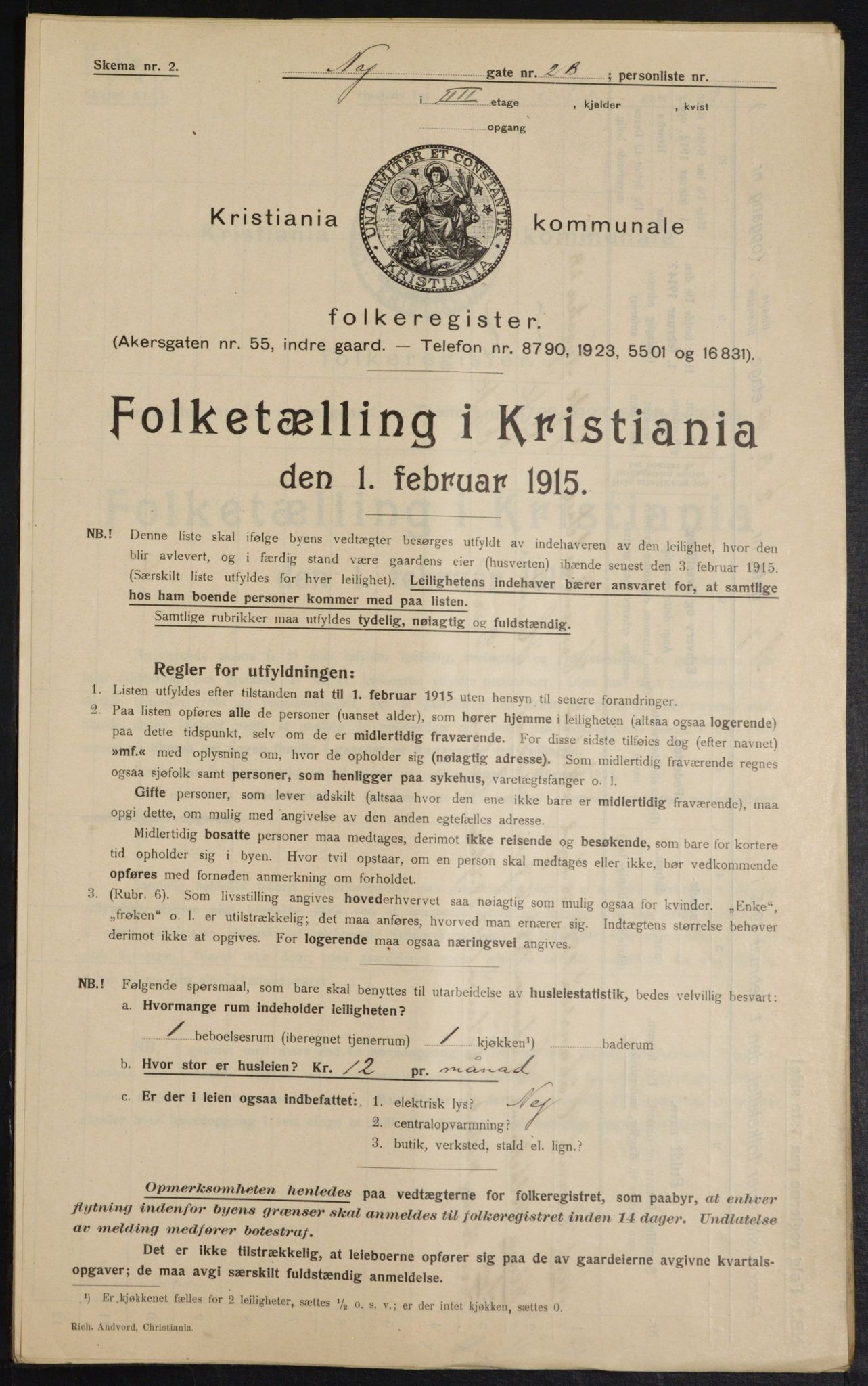 OBA, Municipal Census 1915 for Kristiania, 1915, p. 73317