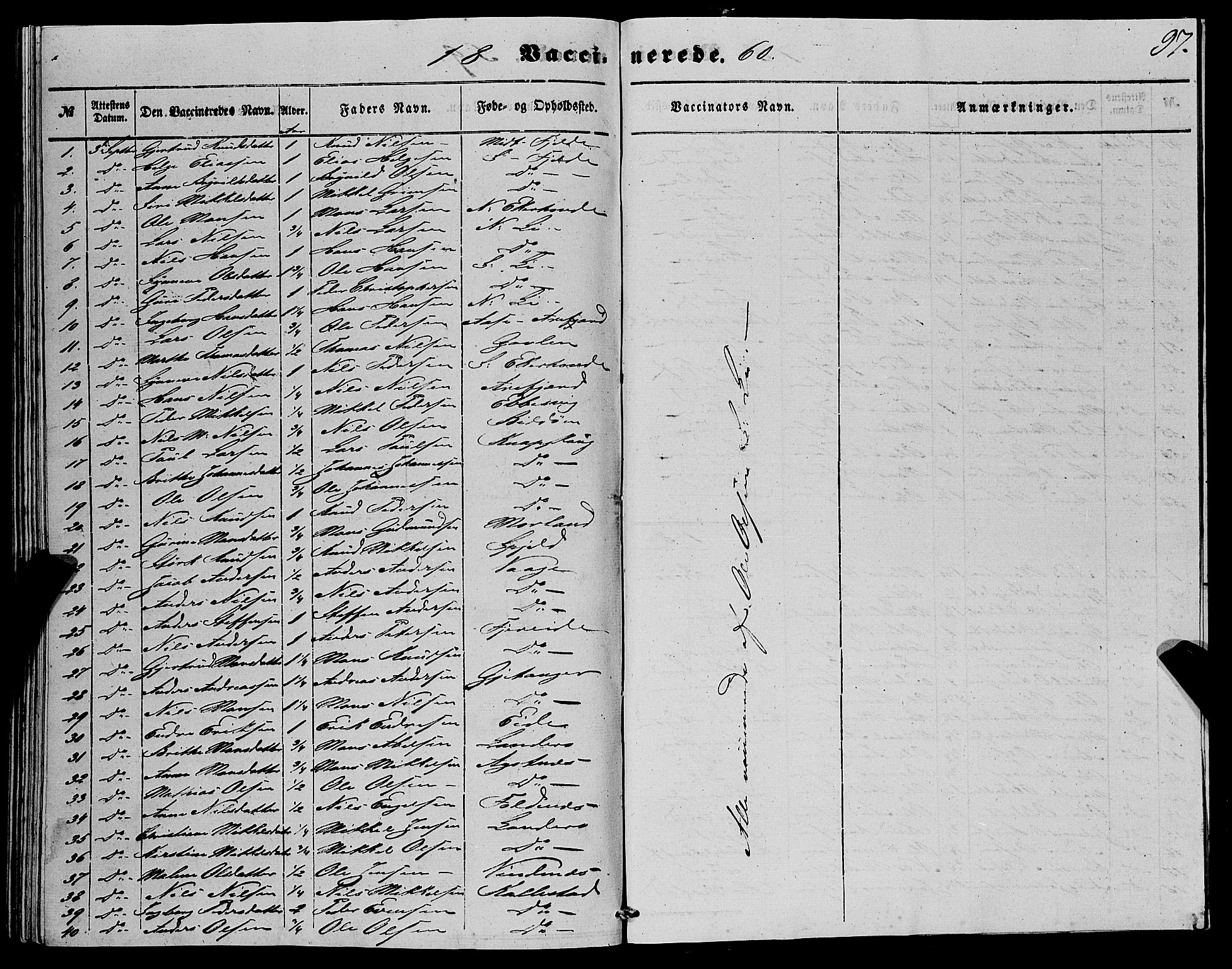 Fjell sokneprestembete, SAB/A-75301/H/Haa: Parish register (official) no. A 4, 1851-1870, p. 97