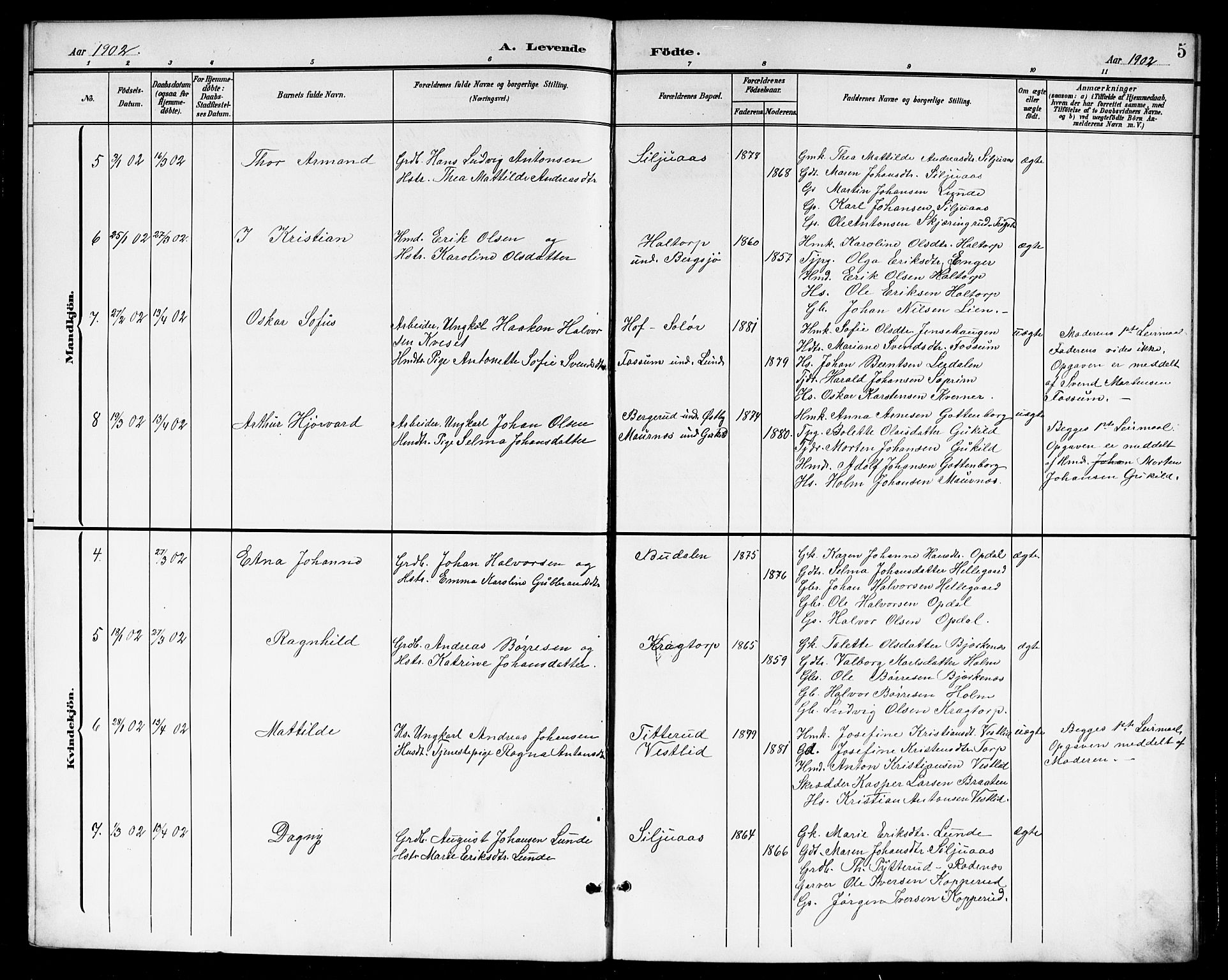 Høland prestekontor Kirkebøker, AV/SAO-A-10346a/G/Gb/L0001: Parish register (copy) no. II 1, 1902-1919, p. 5