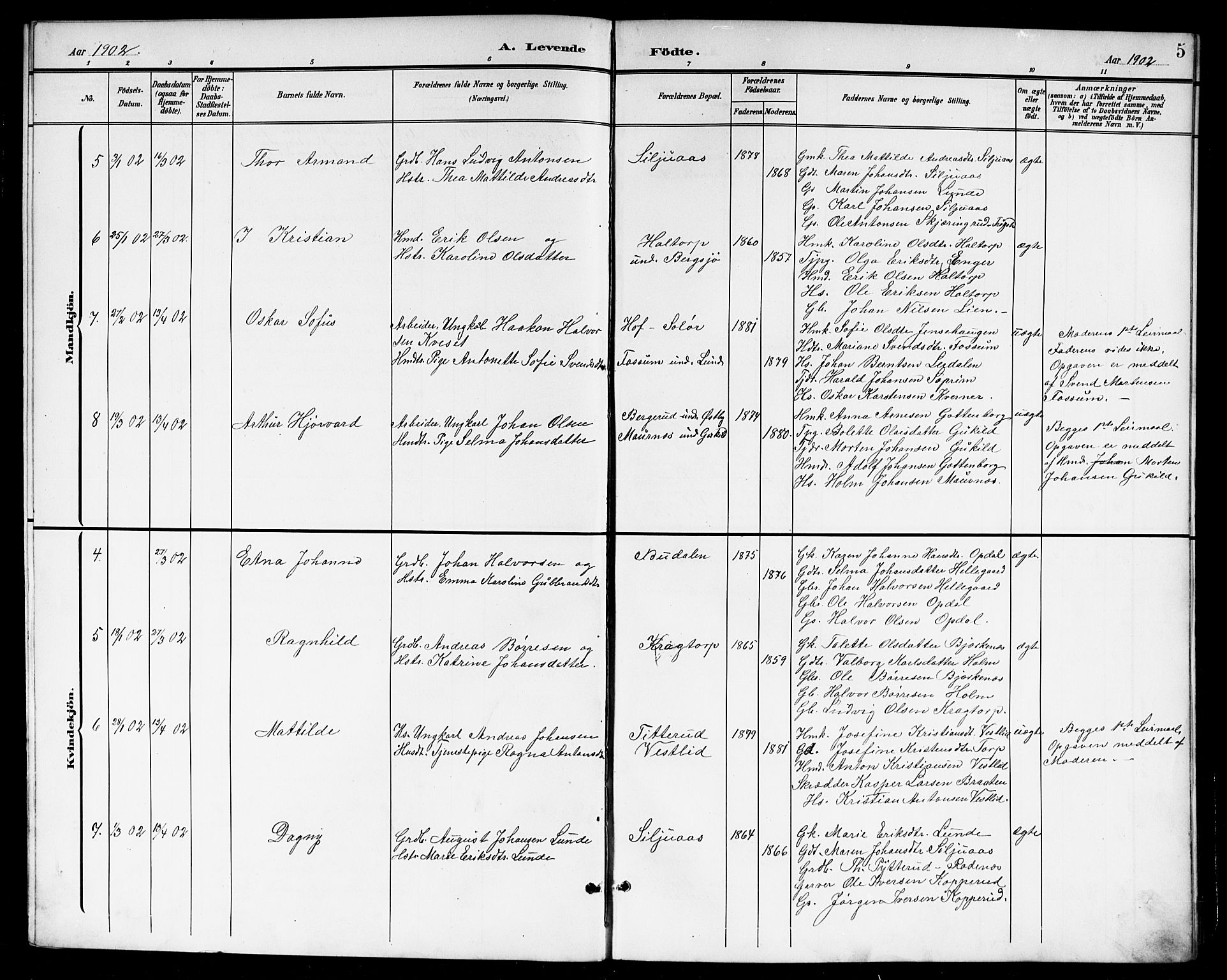 Høland prestekontor Kirkebøker, SAO/A-10346a/G/Gb/L0001: Parish register (copy) no. II 1, 1902-1919, p. 5