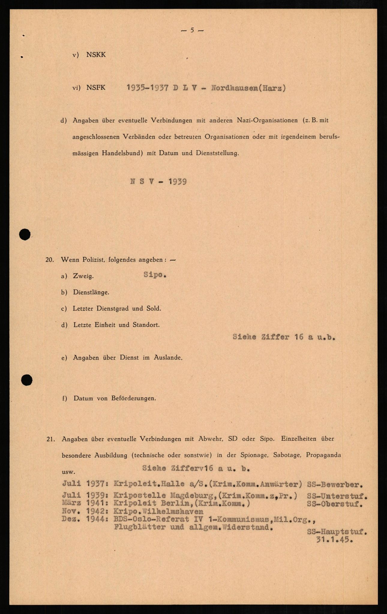 Forsvaret, Forsvarets overkommando II, AV/RA-RAFA-3915/D/Db/L0008: CI Questionaires. Tyske okkupasjonsstyrker i Norge. Tyskere., 1945-1946, p. 304