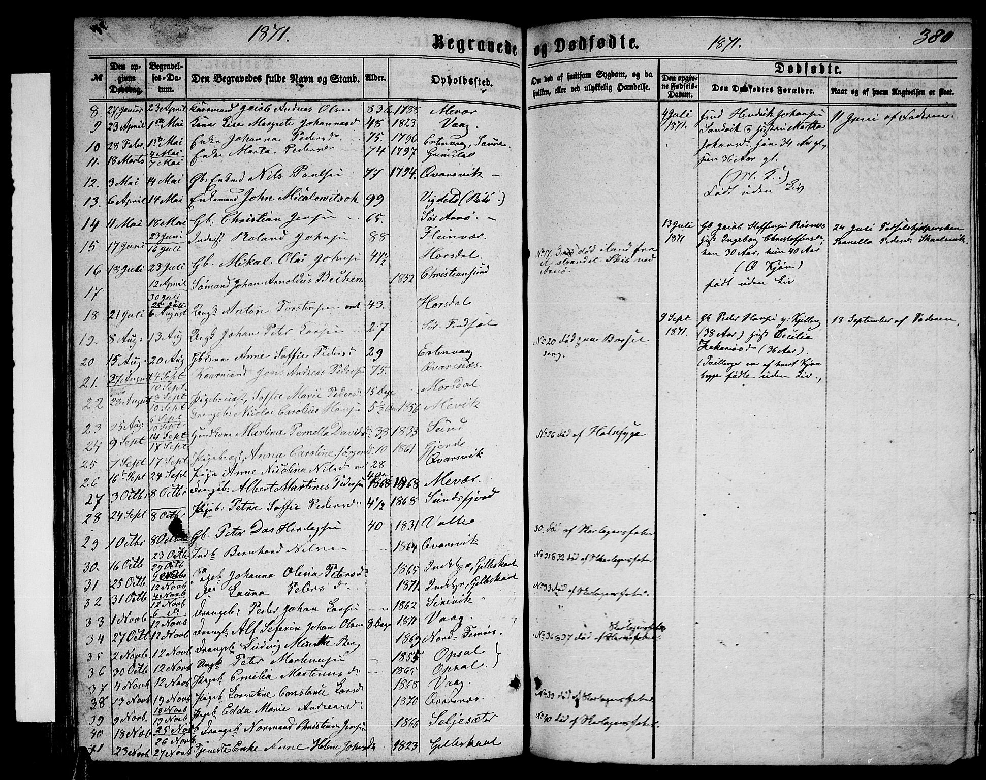 Ministerialprotokoller, klokkerbøker og fødselsregistre - Nordland, AV/SAT-A-1459/805/L0107: Parish register (copy) no. 805C03, 1862-1885, p. 380