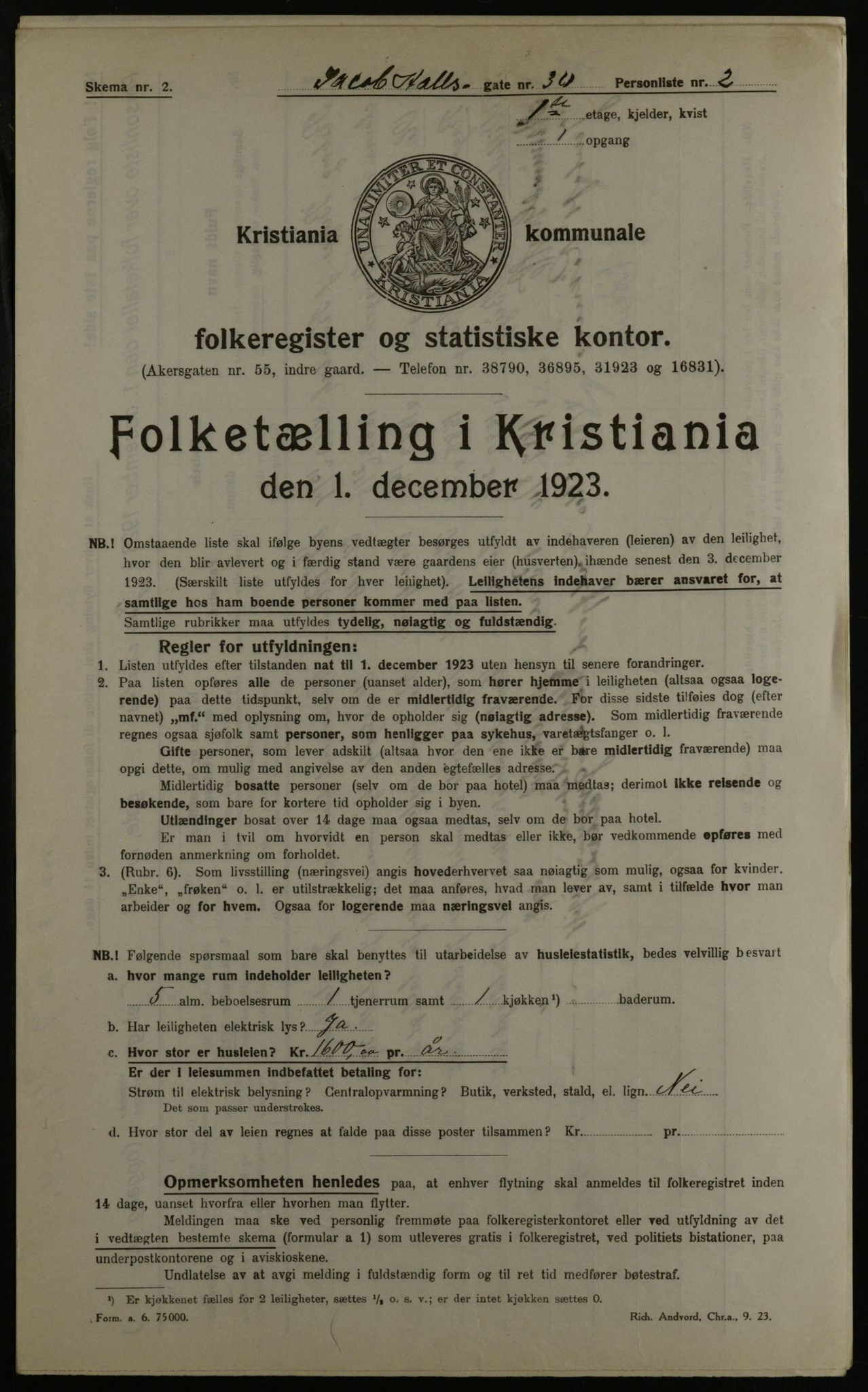 OBA, Municipal Census 1923 for Kristiania, 1923, p. 50350