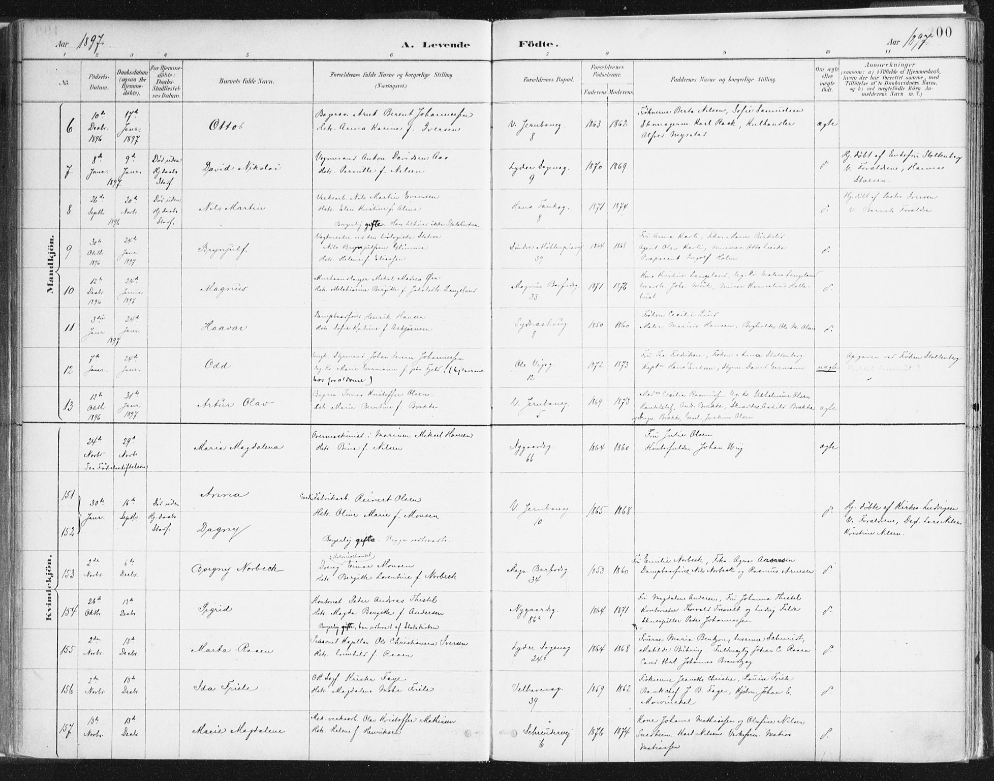 Johanneskirken sokneprestembete, SAB/A-76001/H/Haa/L0001: Parish register (official) no. A 1, 1885-1900, p. 200