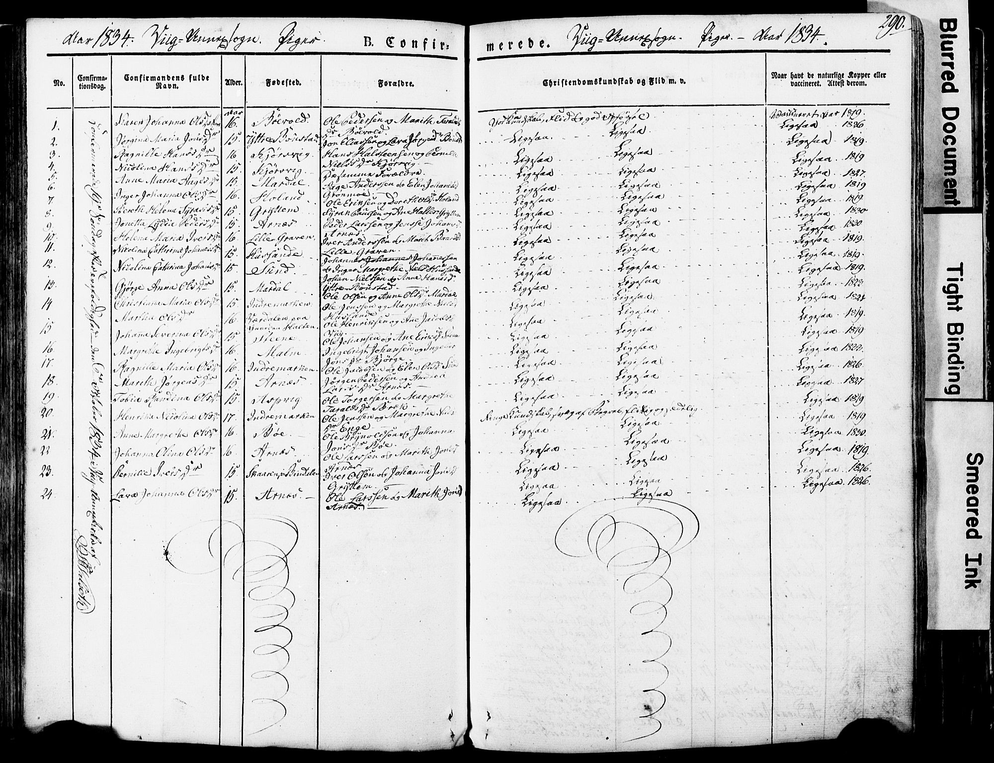 Ministerialprotokoller, klokkerbøker og fødselsregistre - Nordland, SAT/A-1459/812/L0176: Parish register (official) no. 812A05, 1834-1874, p. 290