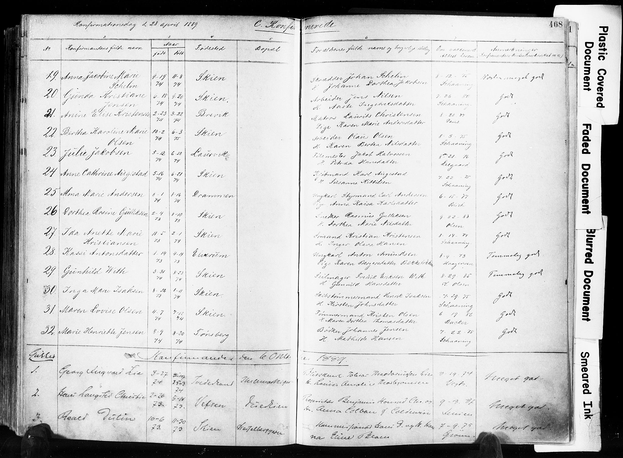 Skien kirkebøker, AV/SAKO-A-302/F/Fa/L0009: Parish register (official) no. 9, 1878-1890, p. 468