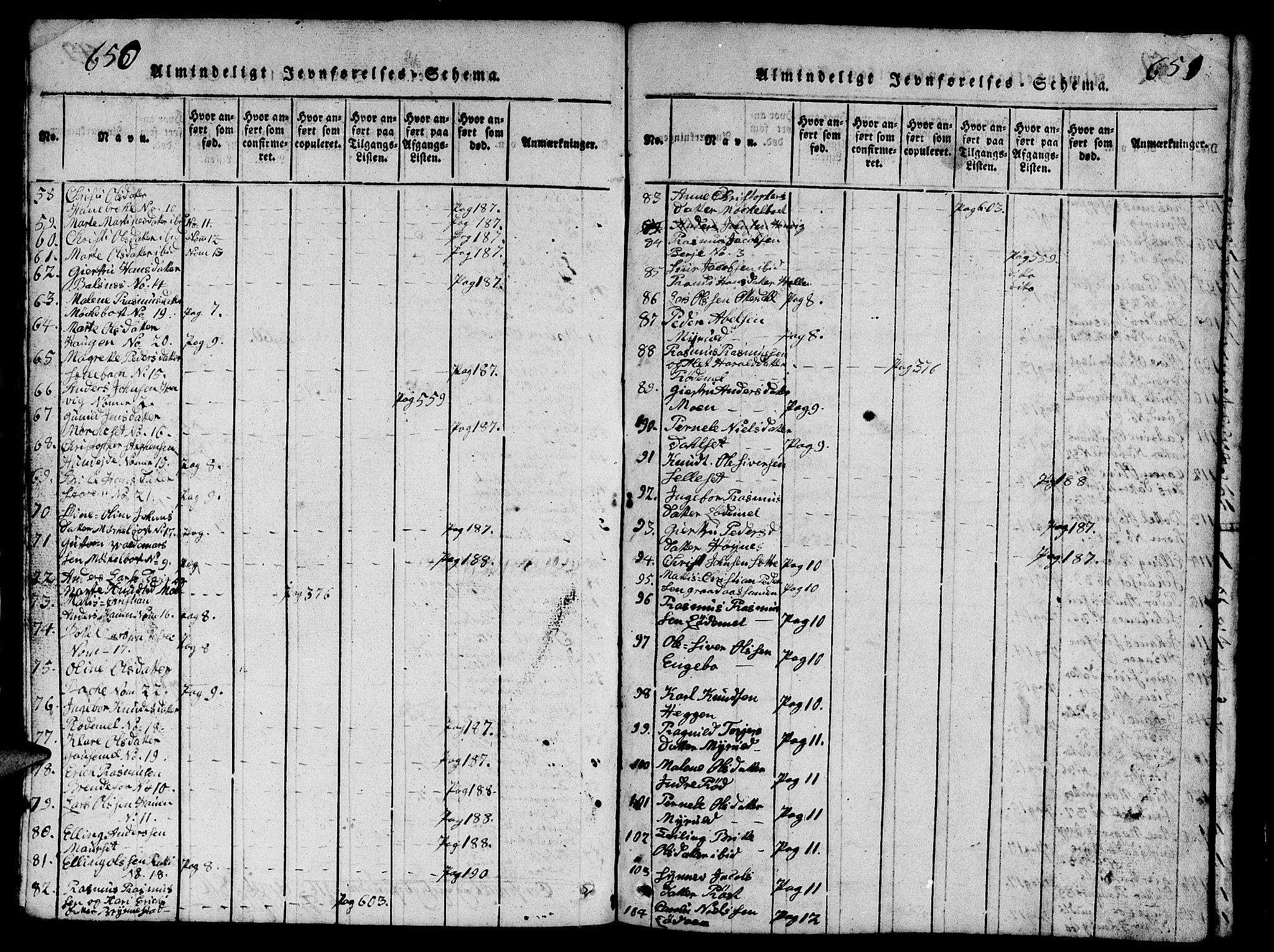 Eid sokneprestembete, SAB/A-82301/H/Hab/Haba/L0001: Parish register (copy) no. A 1, 1816-1862, p. 650-651