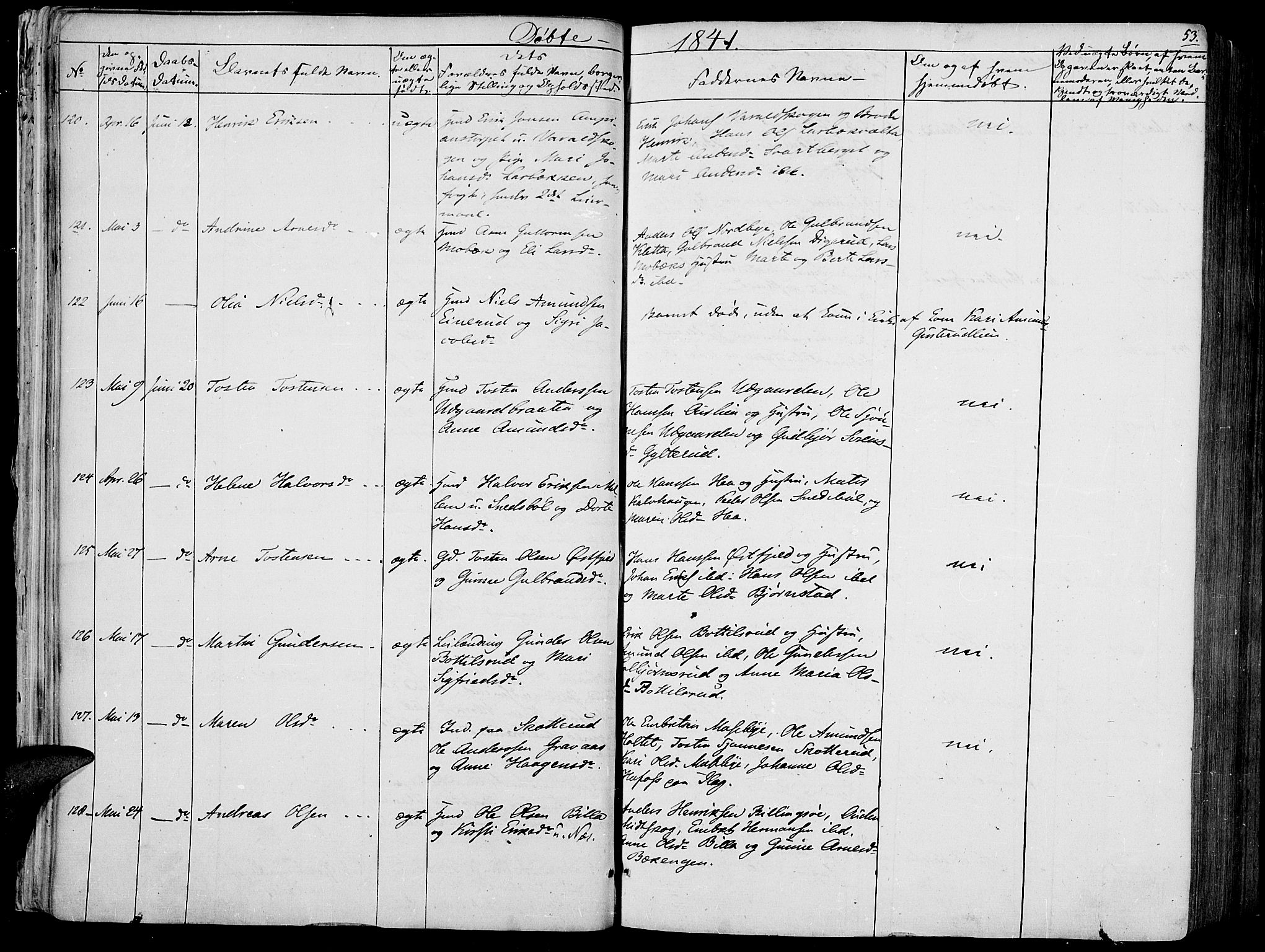 Vinger prestekontor, AV/SAH-PREST-024/H/Ha/Haa/L0008: Parish register (official) no. 8, 1839-1847, p. 53