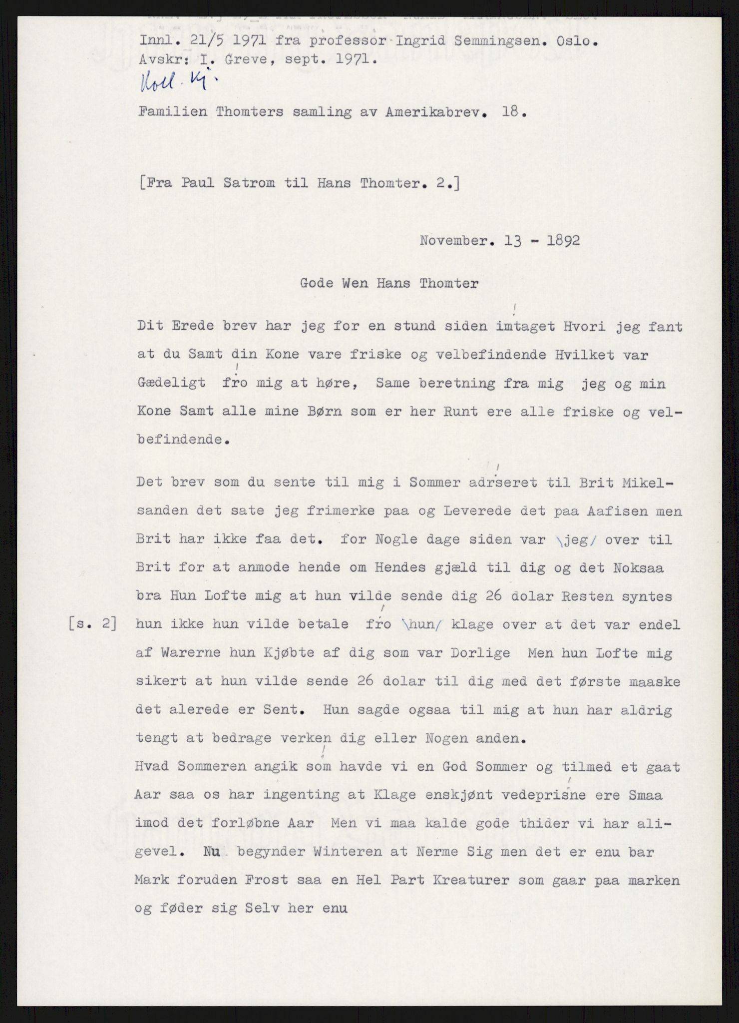 Samlinger til kildeutgivelse, Amerikabrevene, AV/RA-EA-4057/F/L0015: Innlån fra Oppland: Sæteren - Vigerust, 1838-1914, p. 385