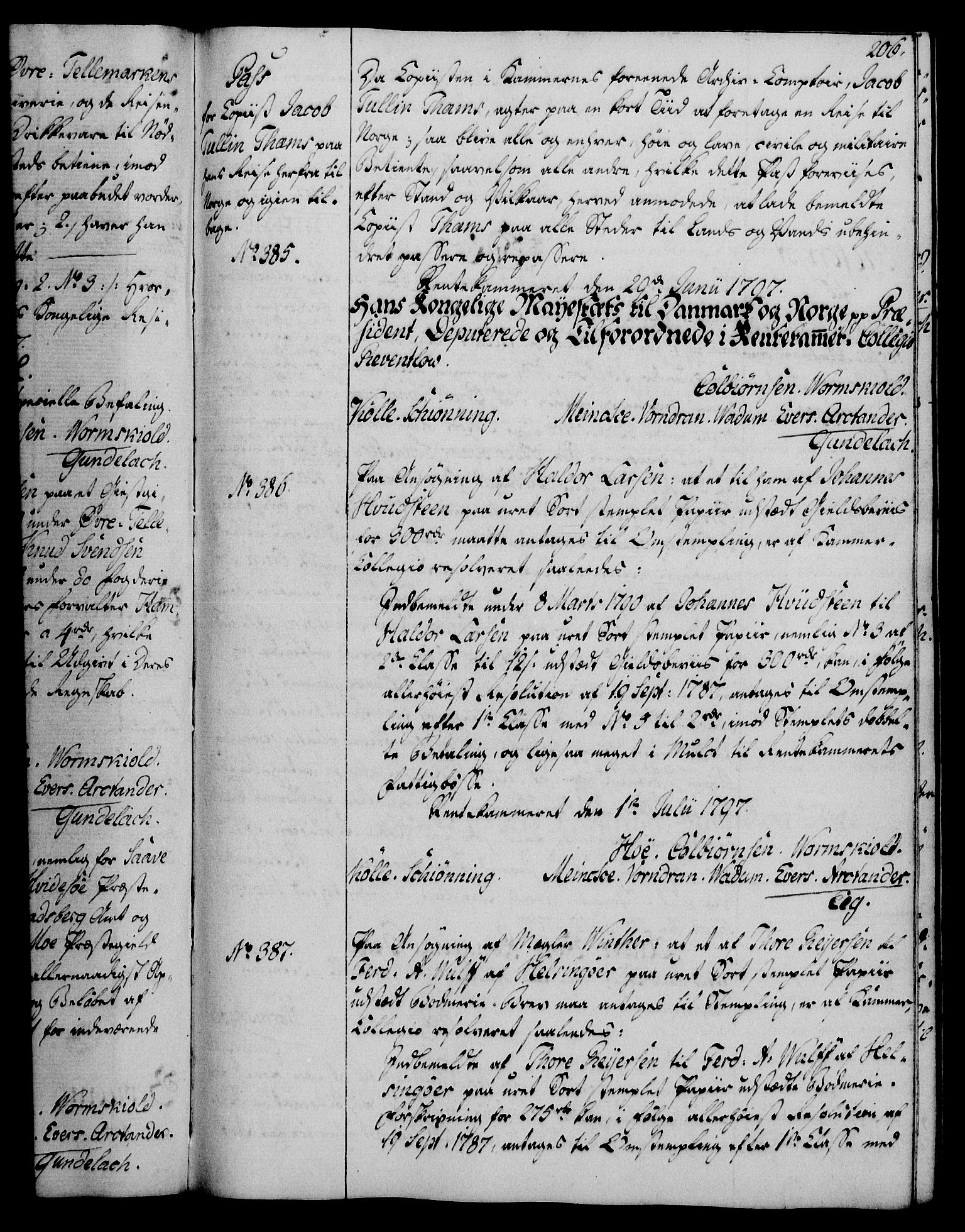 Rentekammeret, Kammerkanselliet, RA/EA-3111/G/Gg/Gga/L0016: Norsk ekspedisjonsprotokoll med register (merket RK 53.16), 1794-1800, p. 206