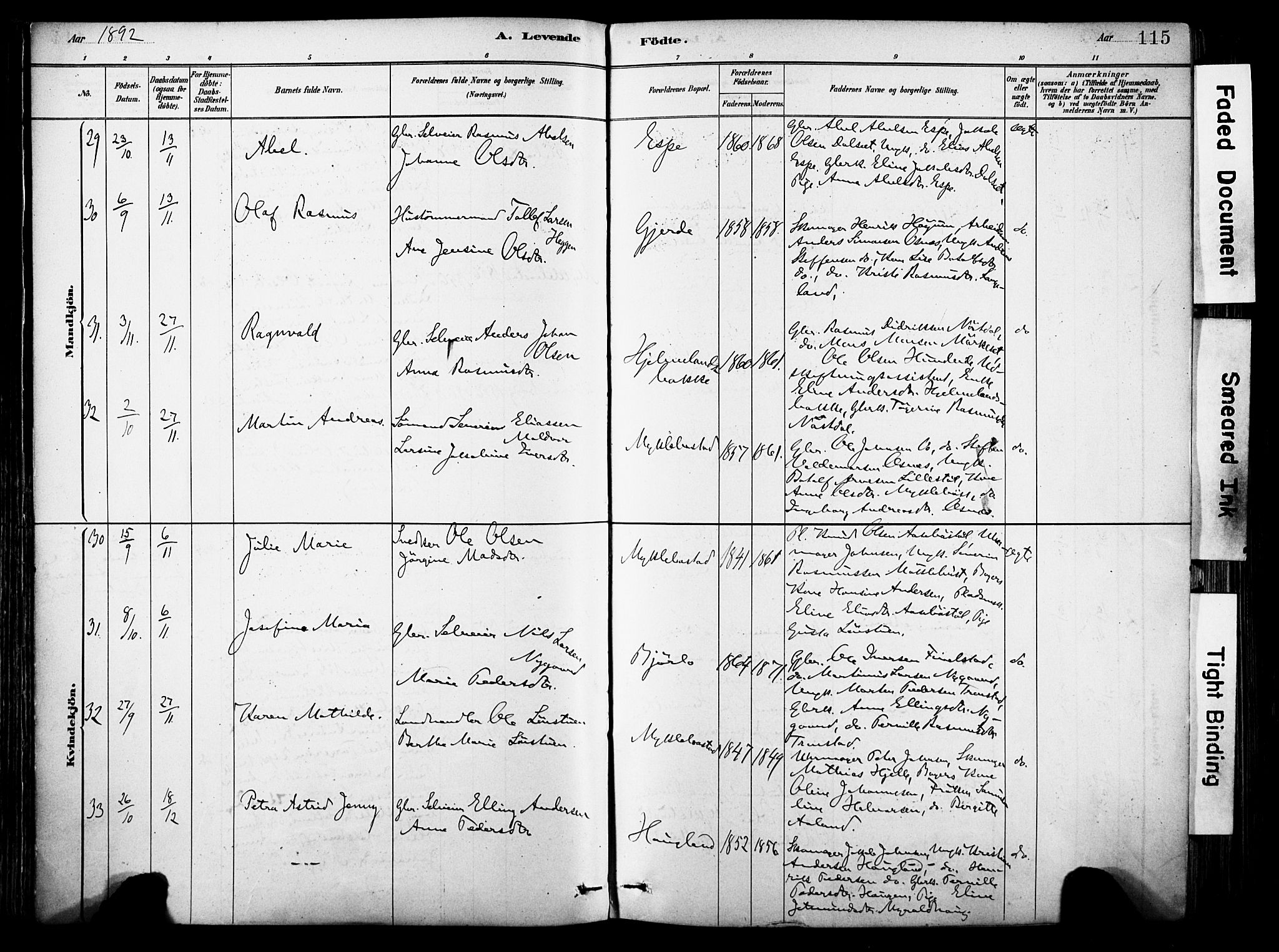 Eid sokneprestembete, AV/SAB-A-82301/H/Haa/Haab/L0001: Parish register (official) no. B 1, 1879-1906, p. 115