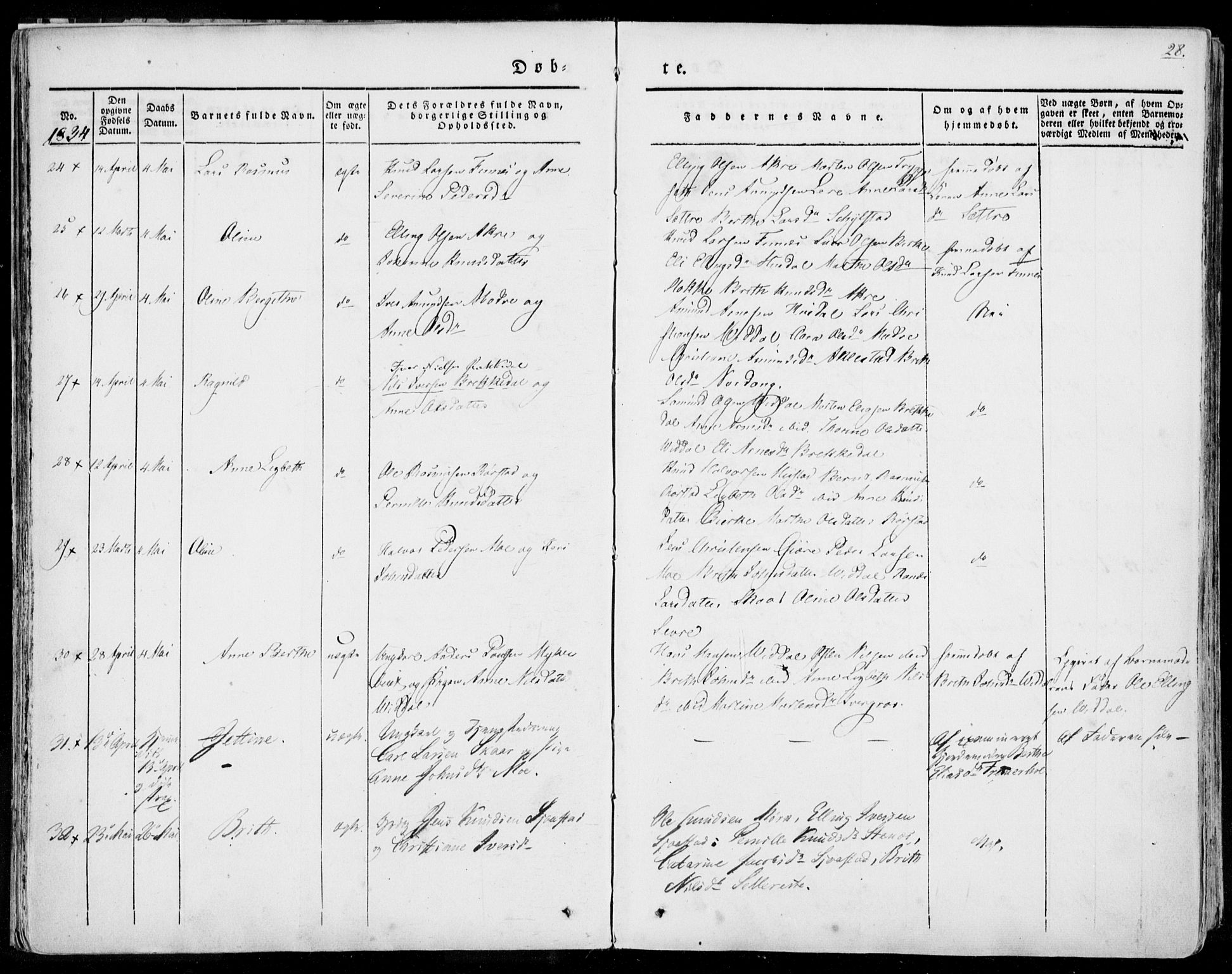 Ministerialprotokoller, klokkerbøker og fødselsregistre - Møre og Romsdal, AV/SAT-A-1454/515/L0208: Parish register (official) no. 515A04, 1830-1846, p. 28