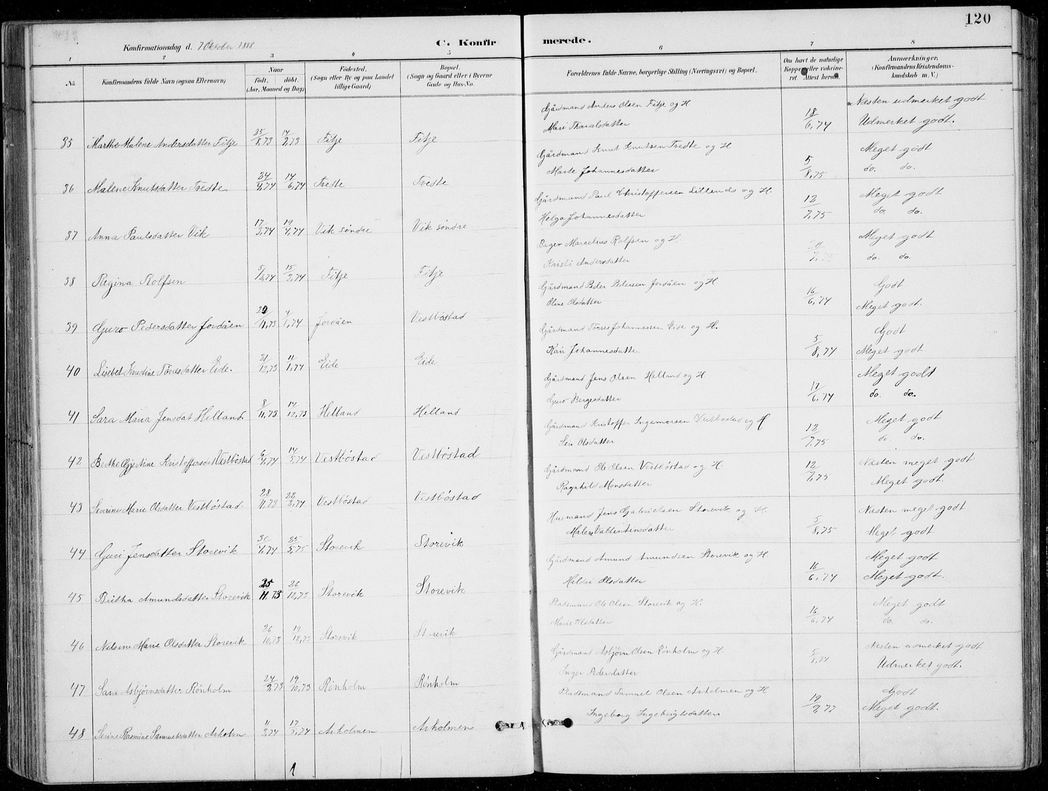 Fitjar sokneprestembete, AV/SAB-A-99926: Parish register (copy) no. A 2, 1887-1906, p. 120