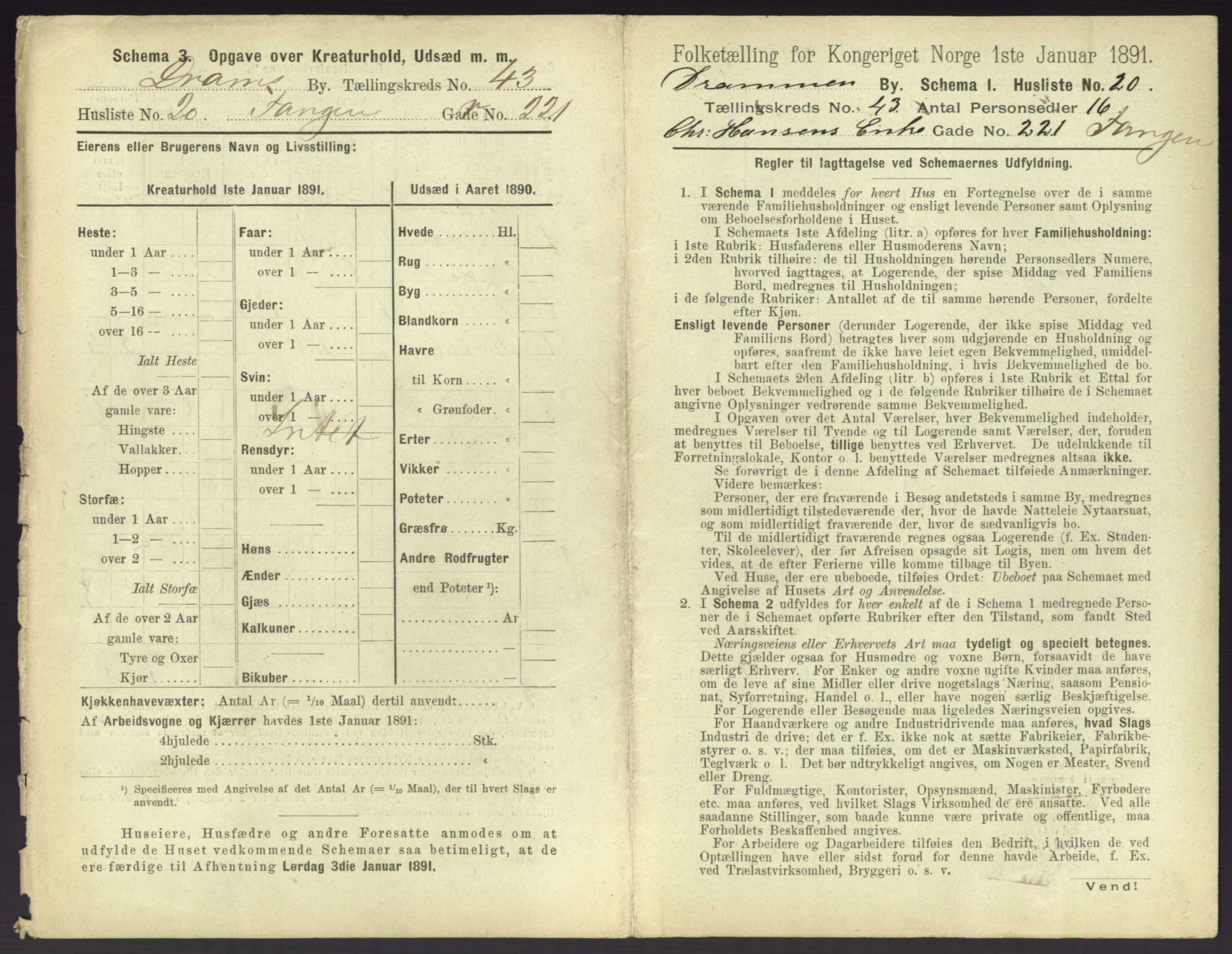 RA, 1891 census for 0602 Drammen, 1891, p. 3843