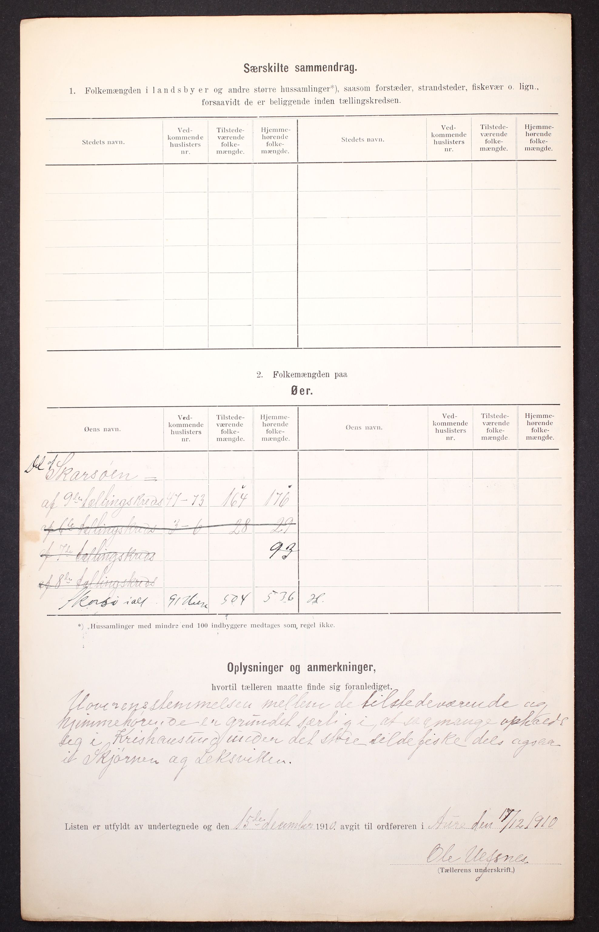 RA, 1910 census for Aure, 1910, p. 30