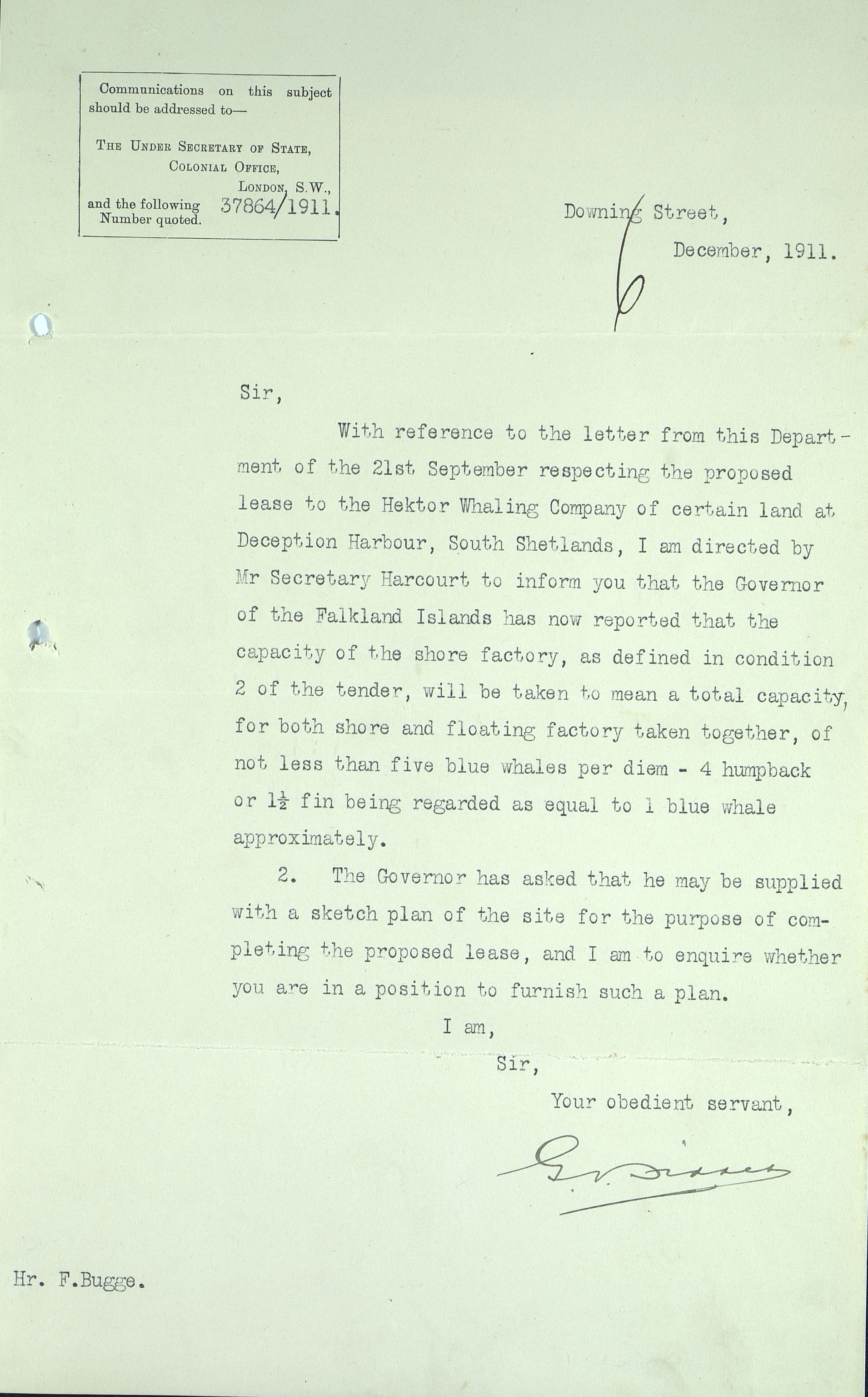 Pa 258 - N. Bugge AS, VEMU/A-1326/E/Ea/L0001/0002: Lisensavtaler og korrespondanse med Britiske myndigheter / The Under Secretary of State, Colonial Office, 1912-1920