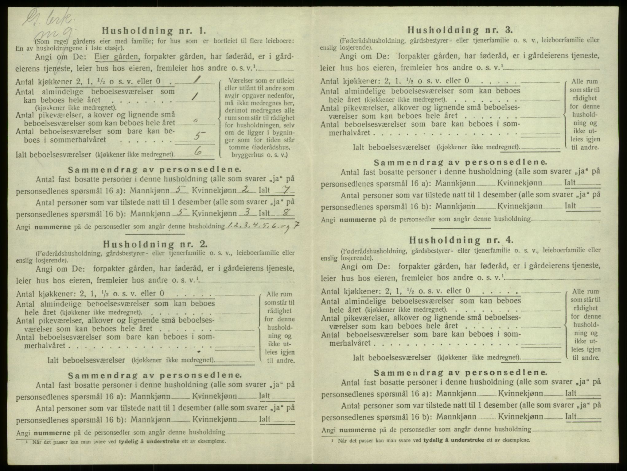 SAB, 1920 census for Selje, 1920, p. 116