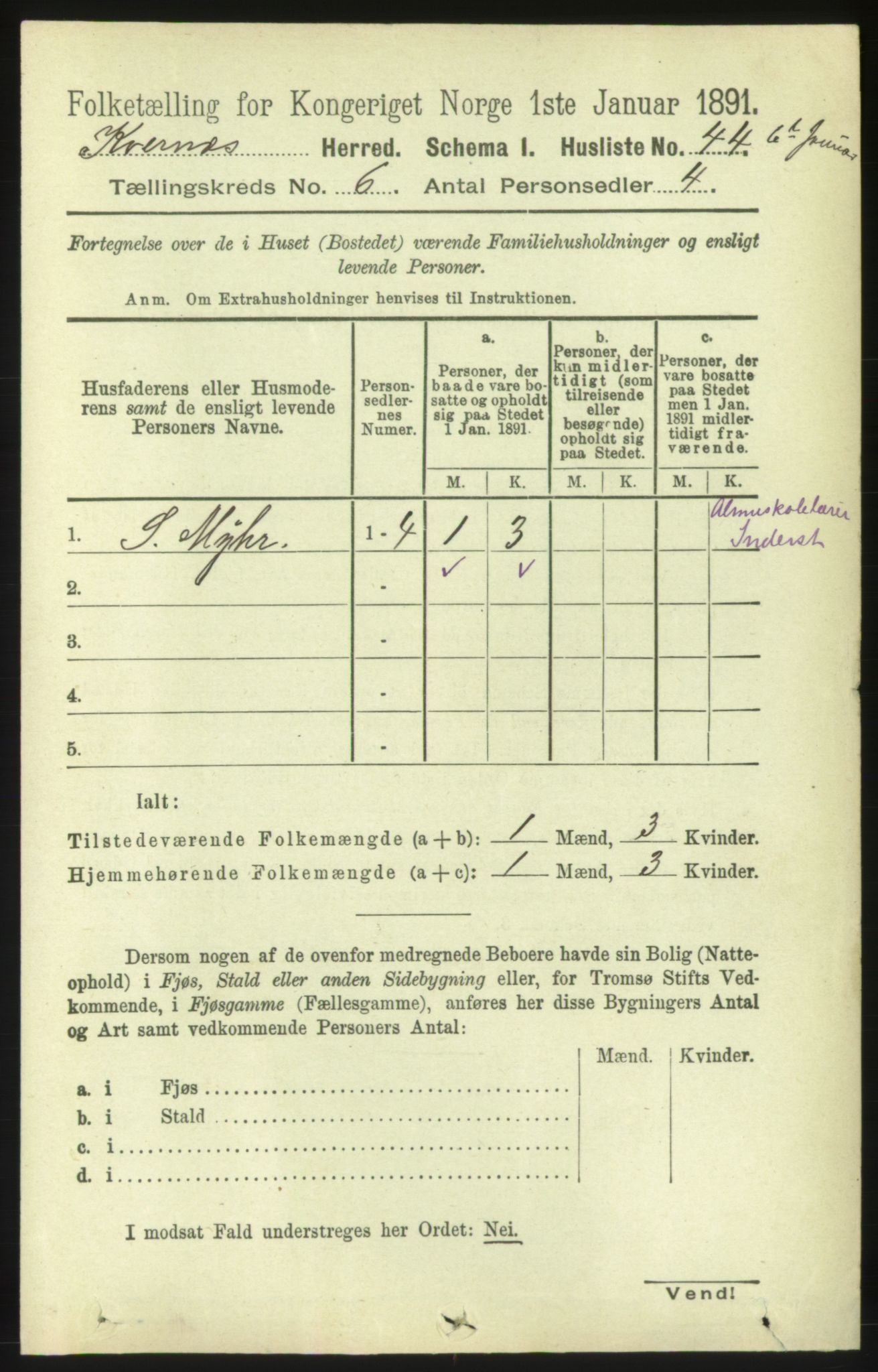 RA, 1891 census for 1553 Kvernes, 1891, p. 2899