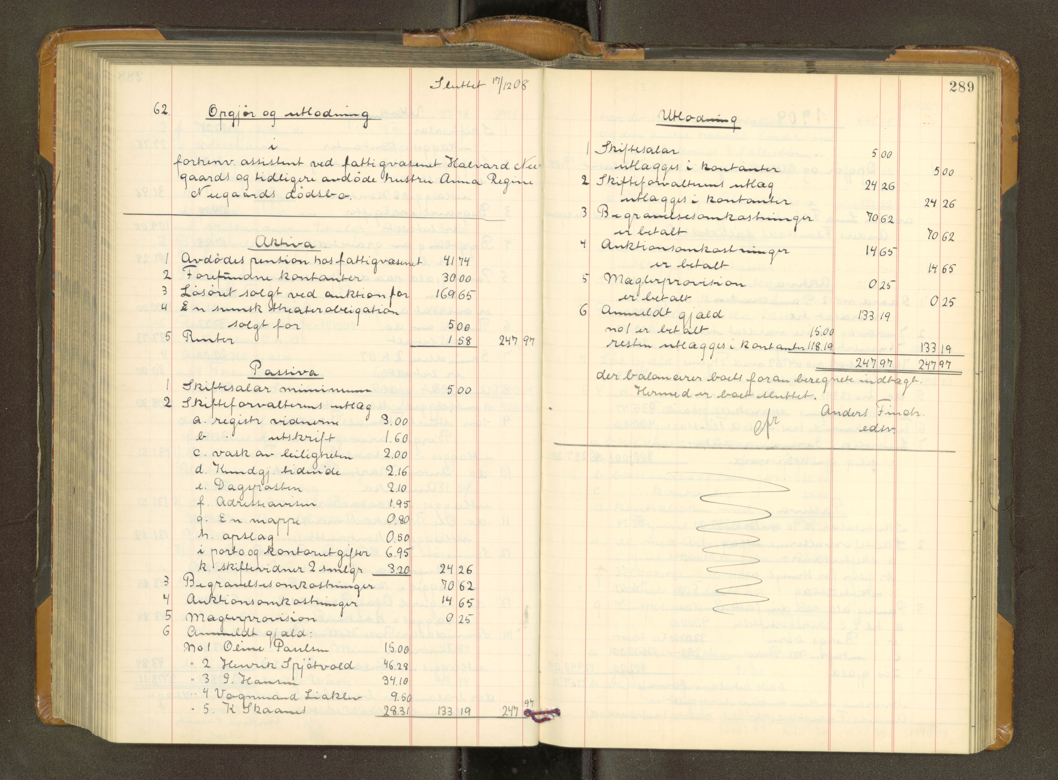 Trondheim byfogd, AV/SAT-A-0003/1/3/3A/L0039: Skifteutlodningsprotokoll - 3/11-2/2. U, 1906-1910, p. 289