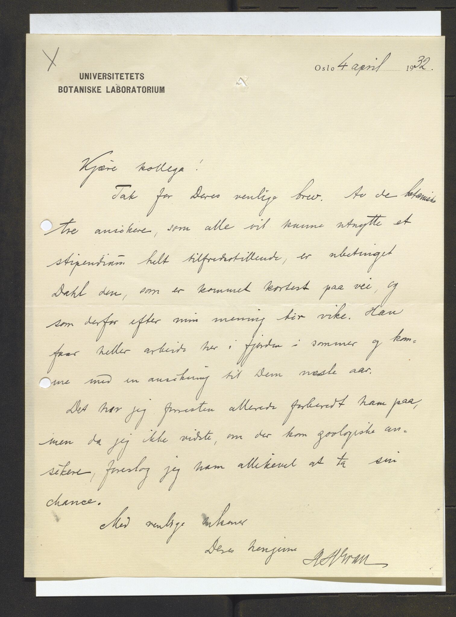 Bergens Museum, AV/SAB-A-17301/13/D/L0002: Korrespondanse , 1928-1940, p. 483