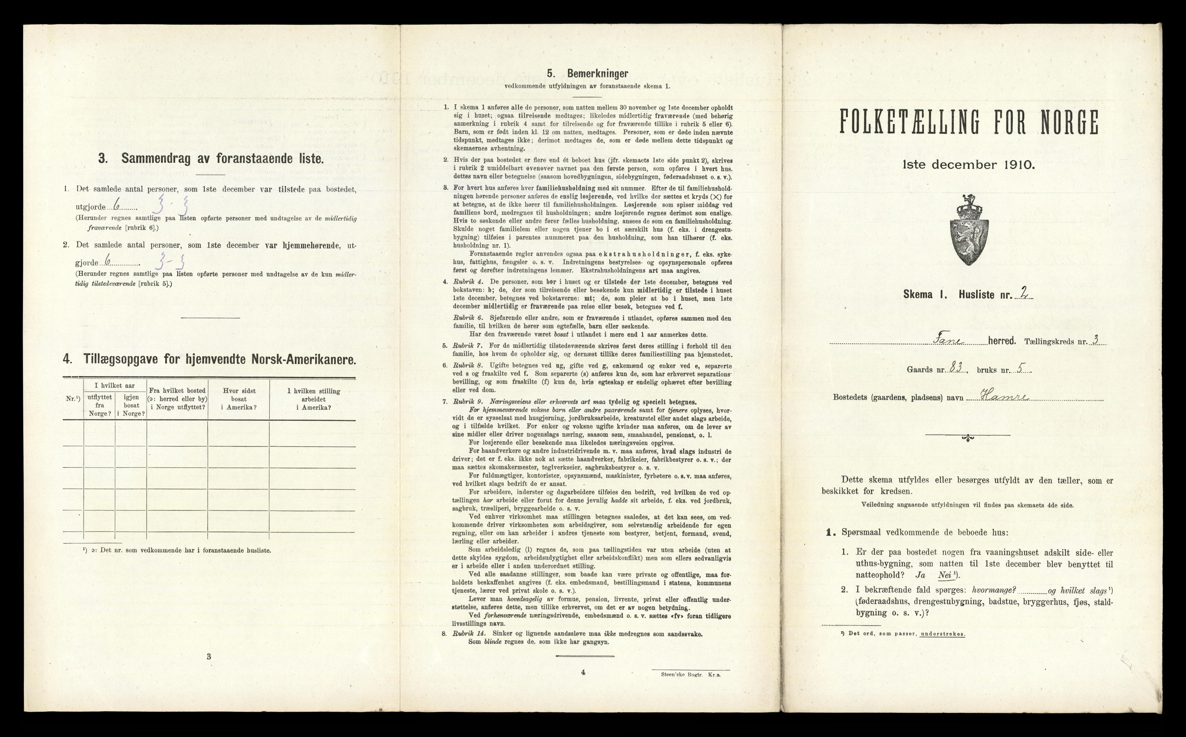 RA, 1910 census for Fana, 1910, p. 243