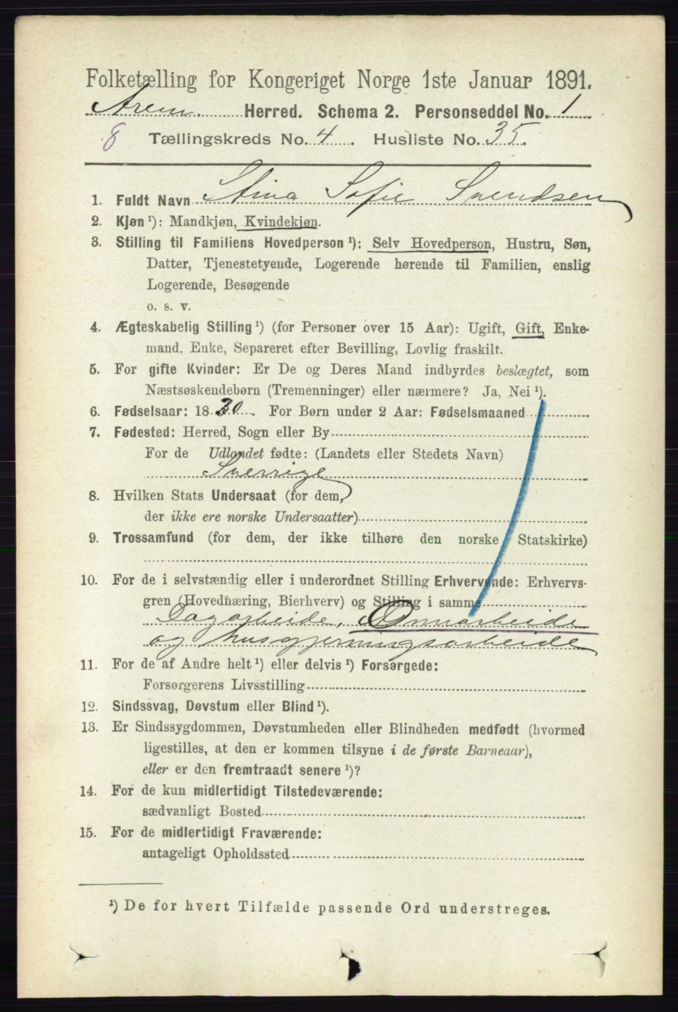 RA, 1891 census for 0118 Aremark, 1891, p. 2149