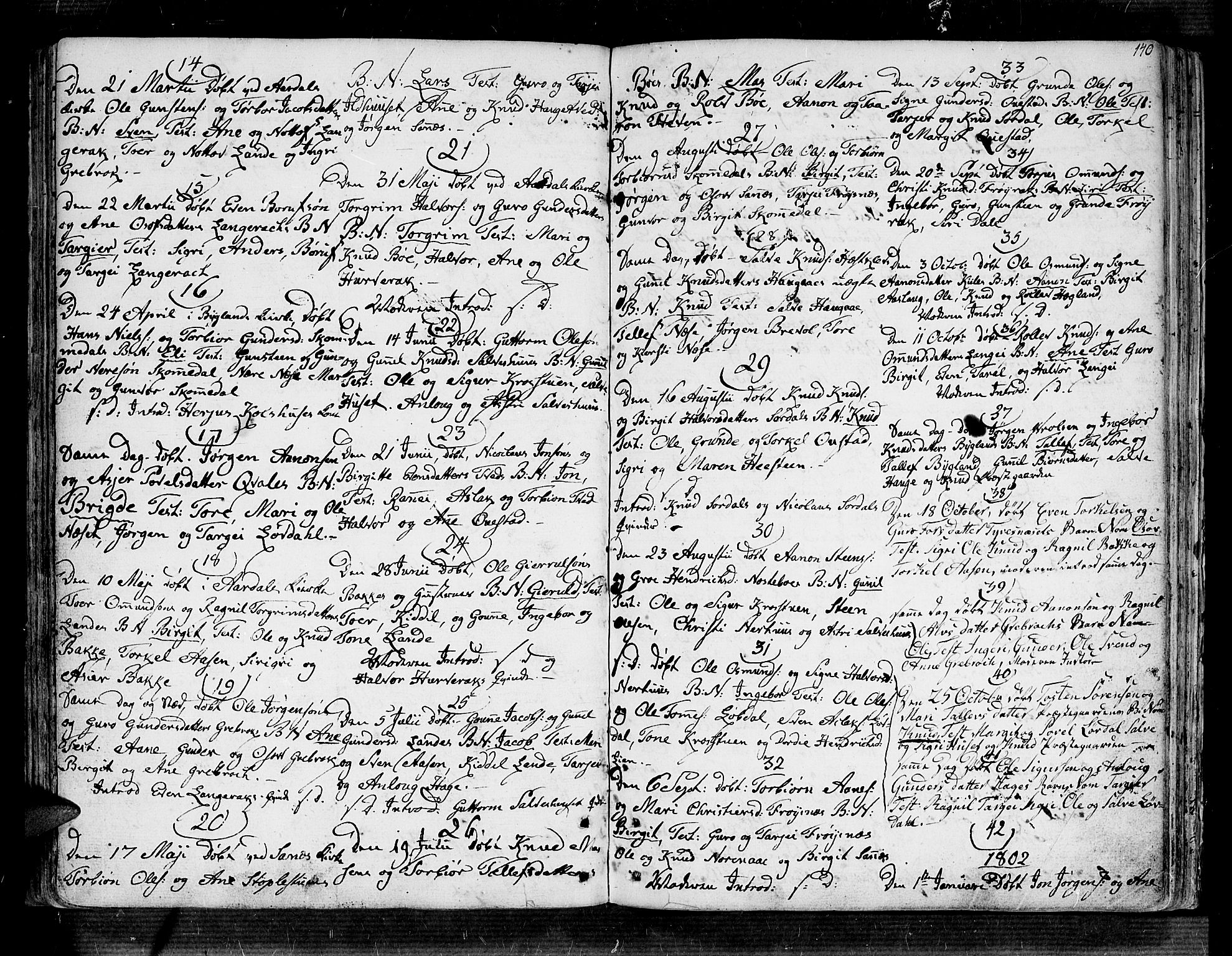 Bygland sokneprestkontor, SAK/1111-0006/F/Fa/Fab/L0002: Parish register (official) no. A 2, 1766-1816, p. 134