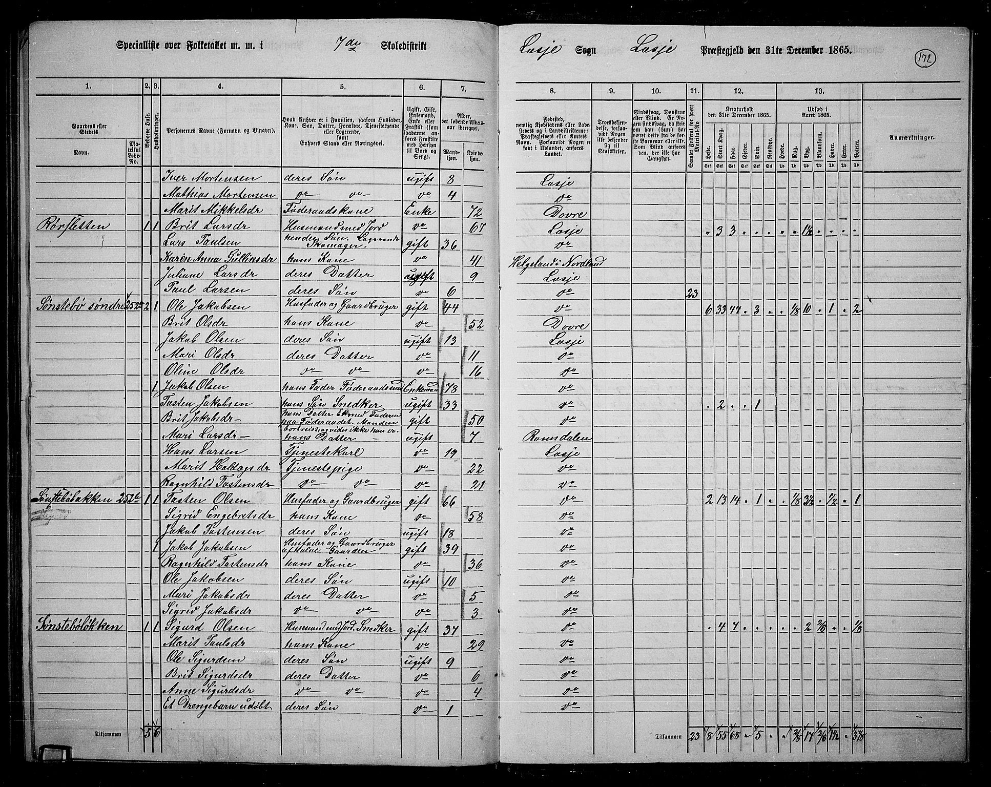 RA, 1865 census for Lesja, 1865, p. 159