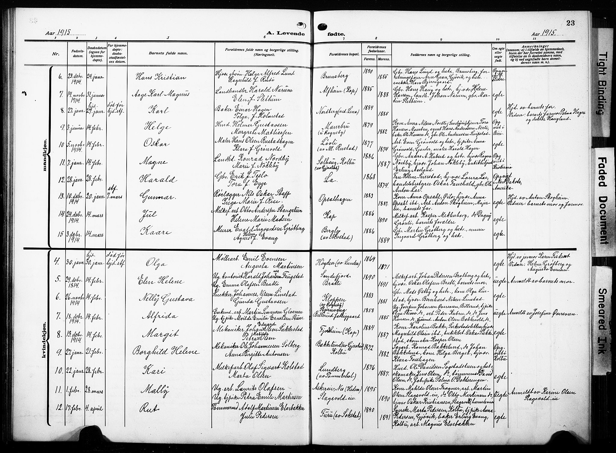 Østre Toten prestekontor, SAH/PREST-104/H/Ha/Hab/L0010: Parish register (copy) no. 10, 1912-1933, p. 23