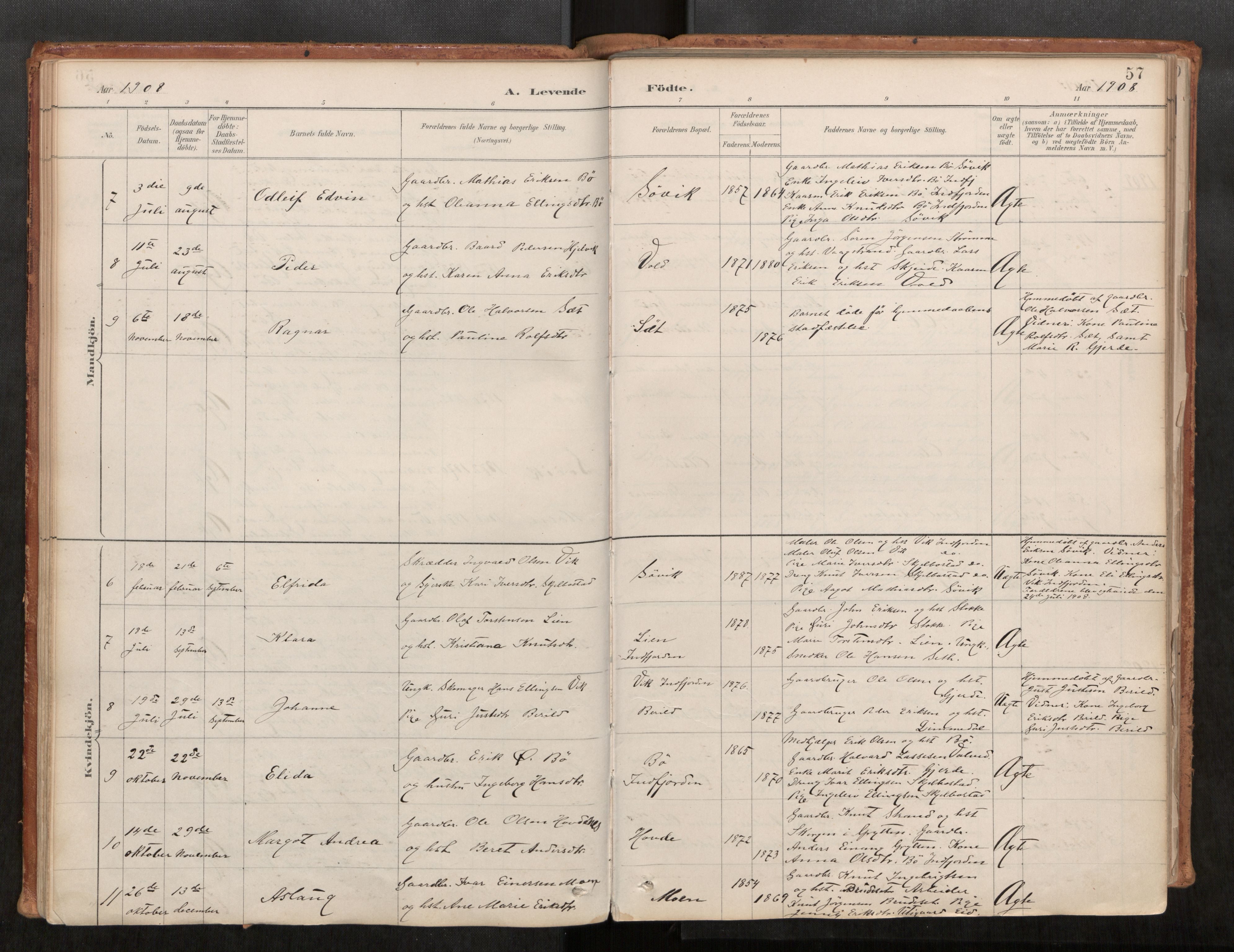 Ministerialprotokoller, klokkerbøker og fødselsregistre - Møre og Romsdal, SAT/A-1454/543/L0568: Parish register (official) no. 543A03, 1885-1915, p. 57