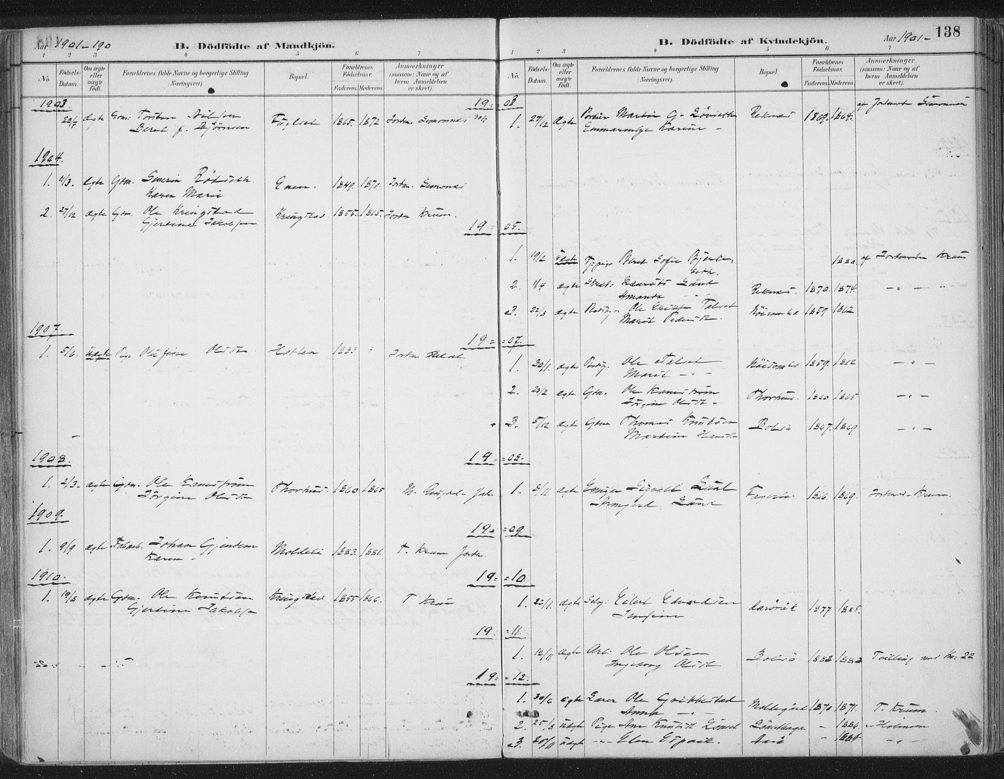 Ministerialprotokoller, klokkerbøker og fødselsregistre - Møre og Romsdal, SAT/A-1454/555/L0658: Parish register (official) no. 555A09, 1887-1917, p. 138