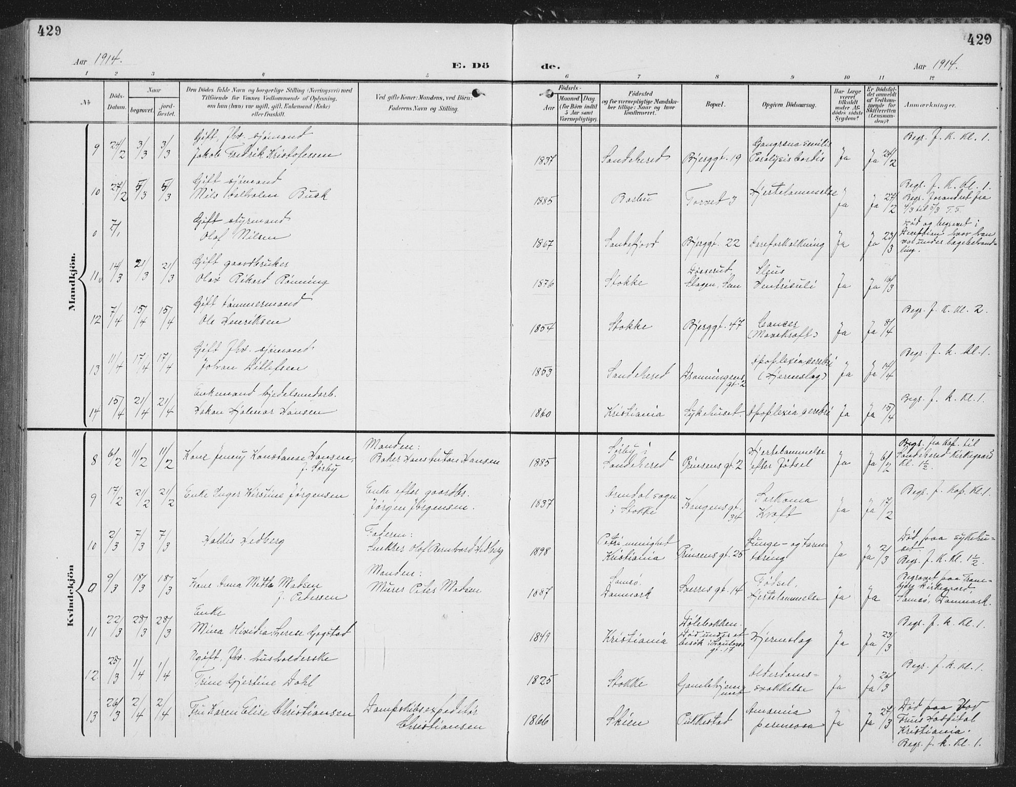 Sandefjord kirkebøker, AV/SAKO-A-315/G/Ga/L0003: Parish register (copy) no. 3, 1903-1920, p. 429