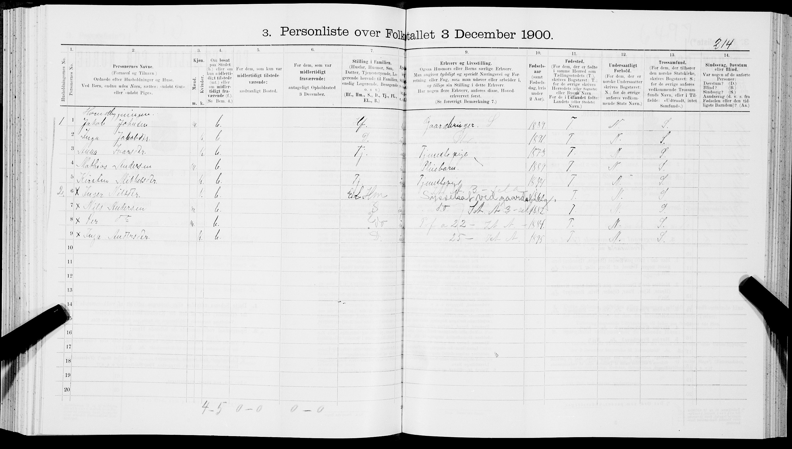 SAT, 1900 census for Tysfjord, 1900, p. 510