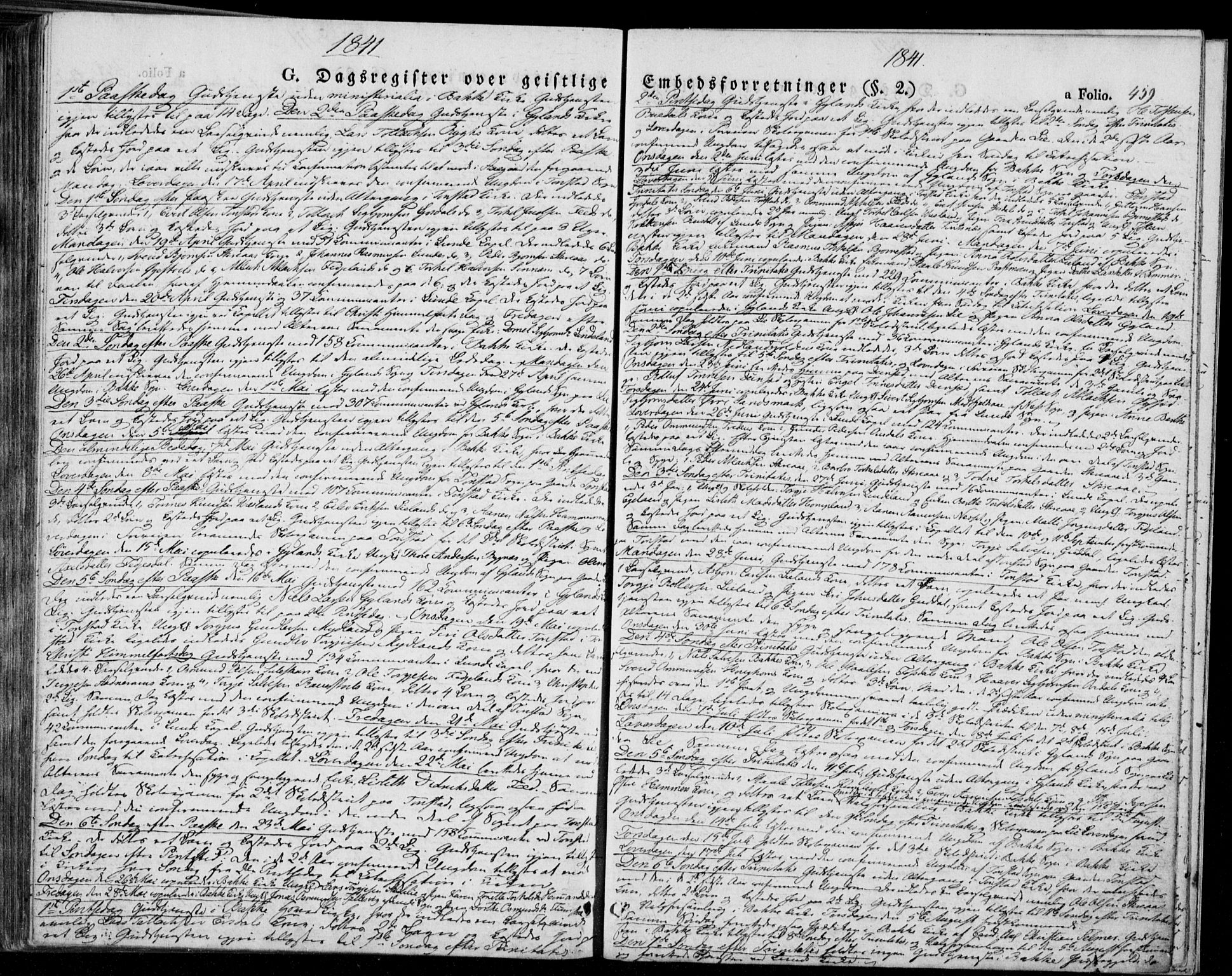 Bakke sokneprestkontor, SAK/1111-0002/F/Fa/Faa/L0004: Parish register (official) no. A 4, 1834-1846, p. 459