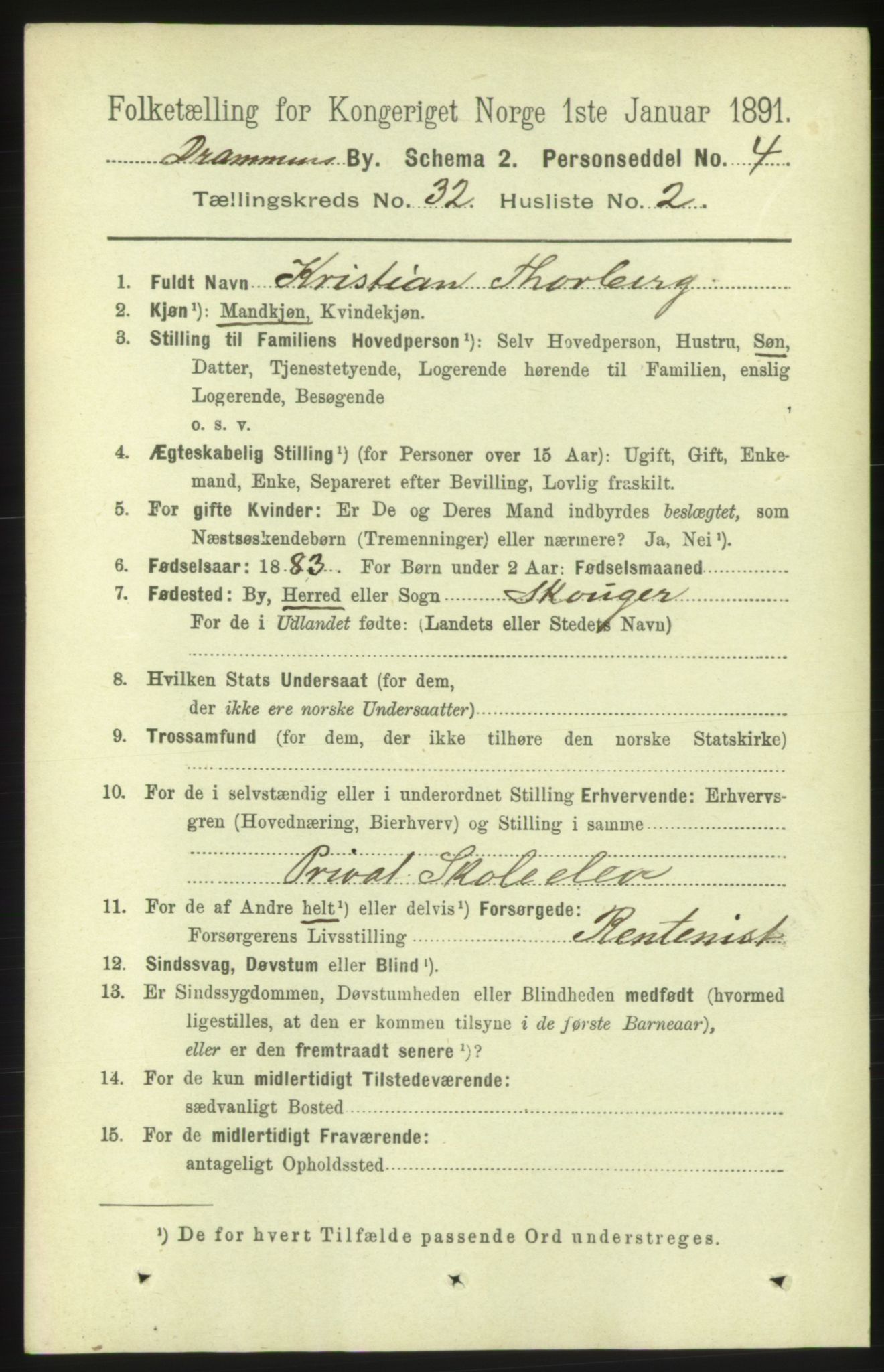 RA, 1891 census for 0602 Drammen, 1891, p. 19283